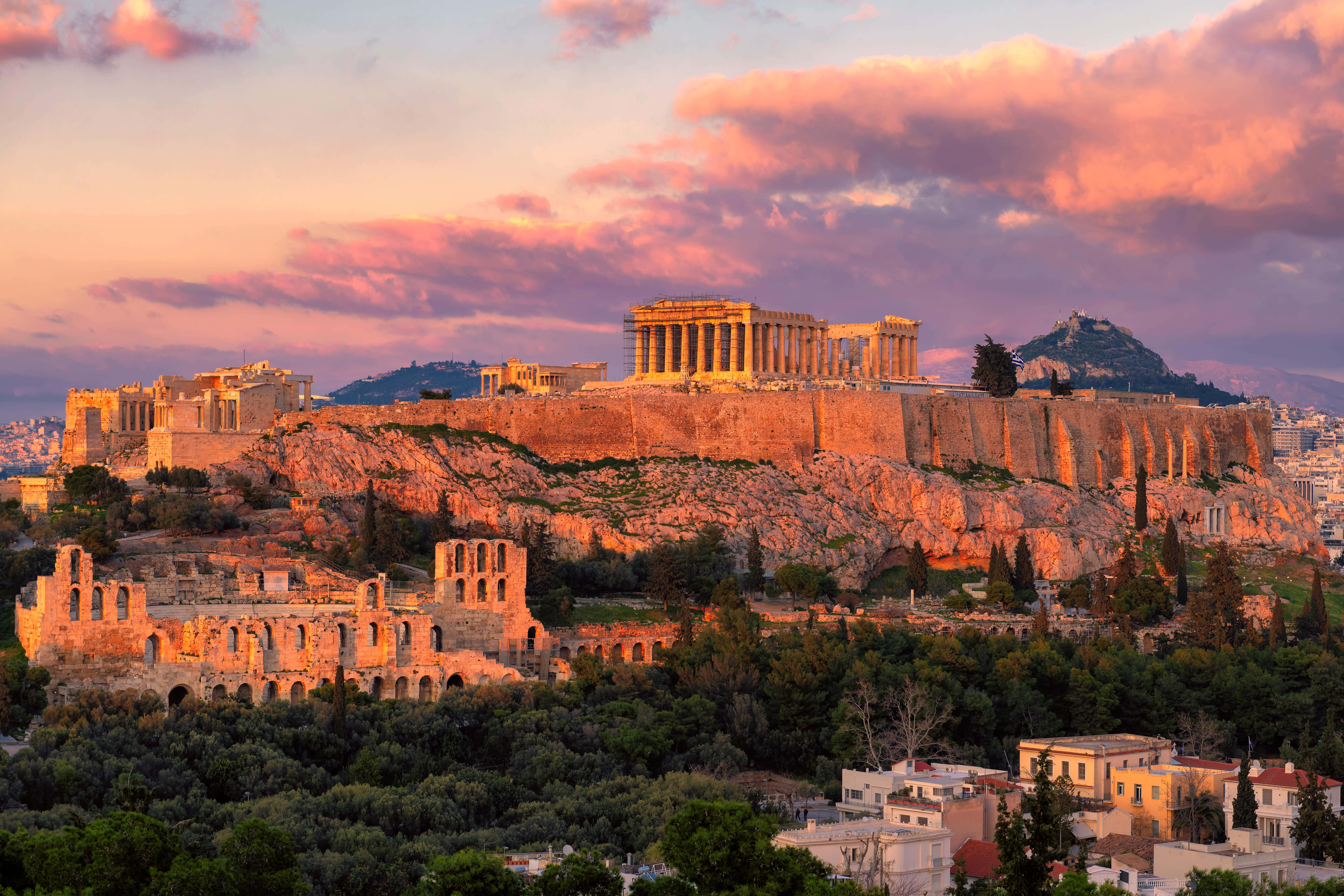 The Acropolis at sunset, with the Parthenon Temple