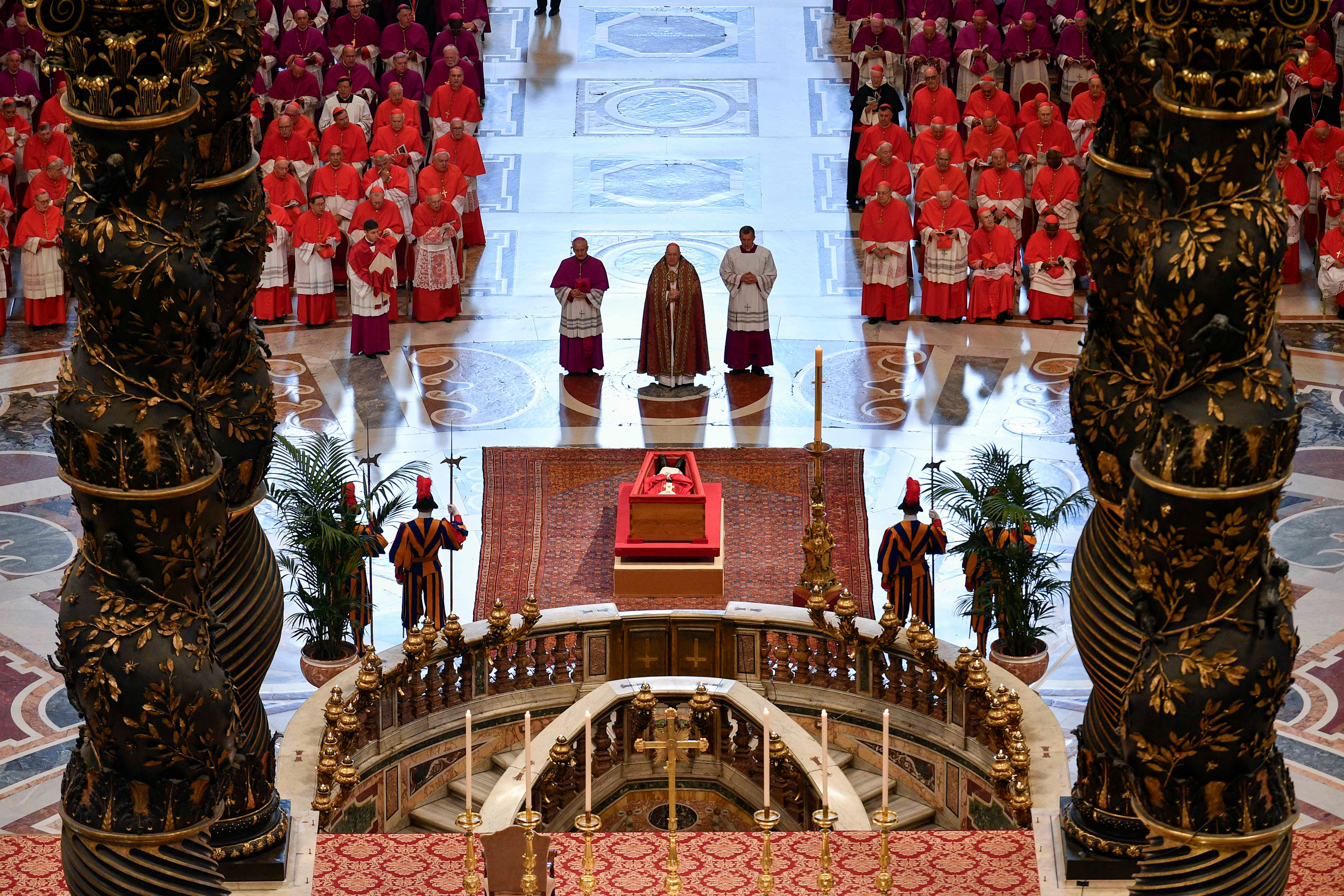 Pope Francis lying in state at St Peter’s Basilica (Vatican Media via AP)