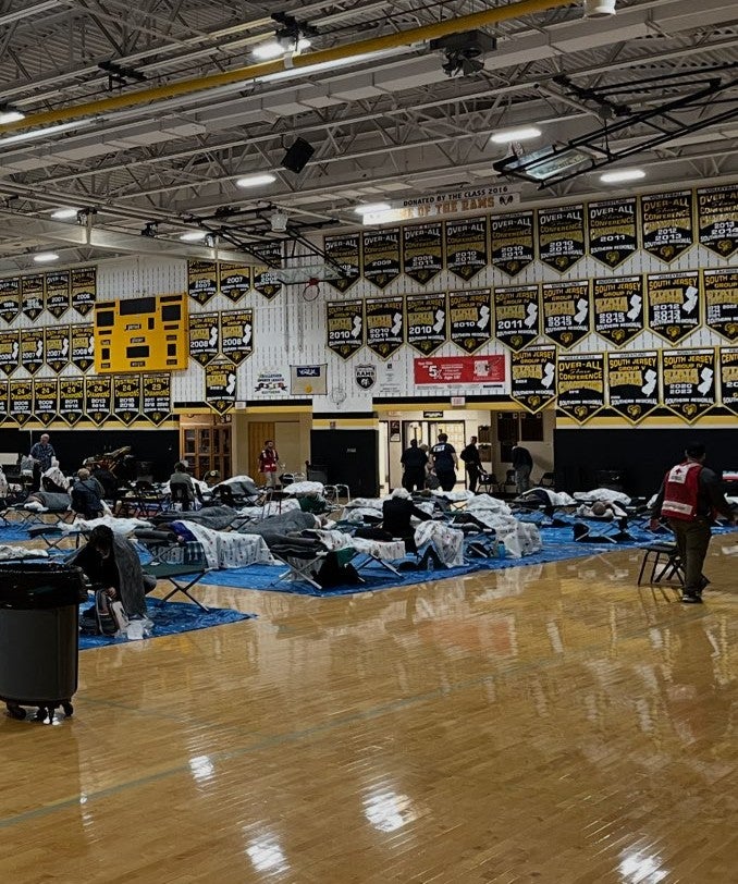 More than 300 people stayed at two temporary Red Cross shelters in Manahawkin and Manchester overnight