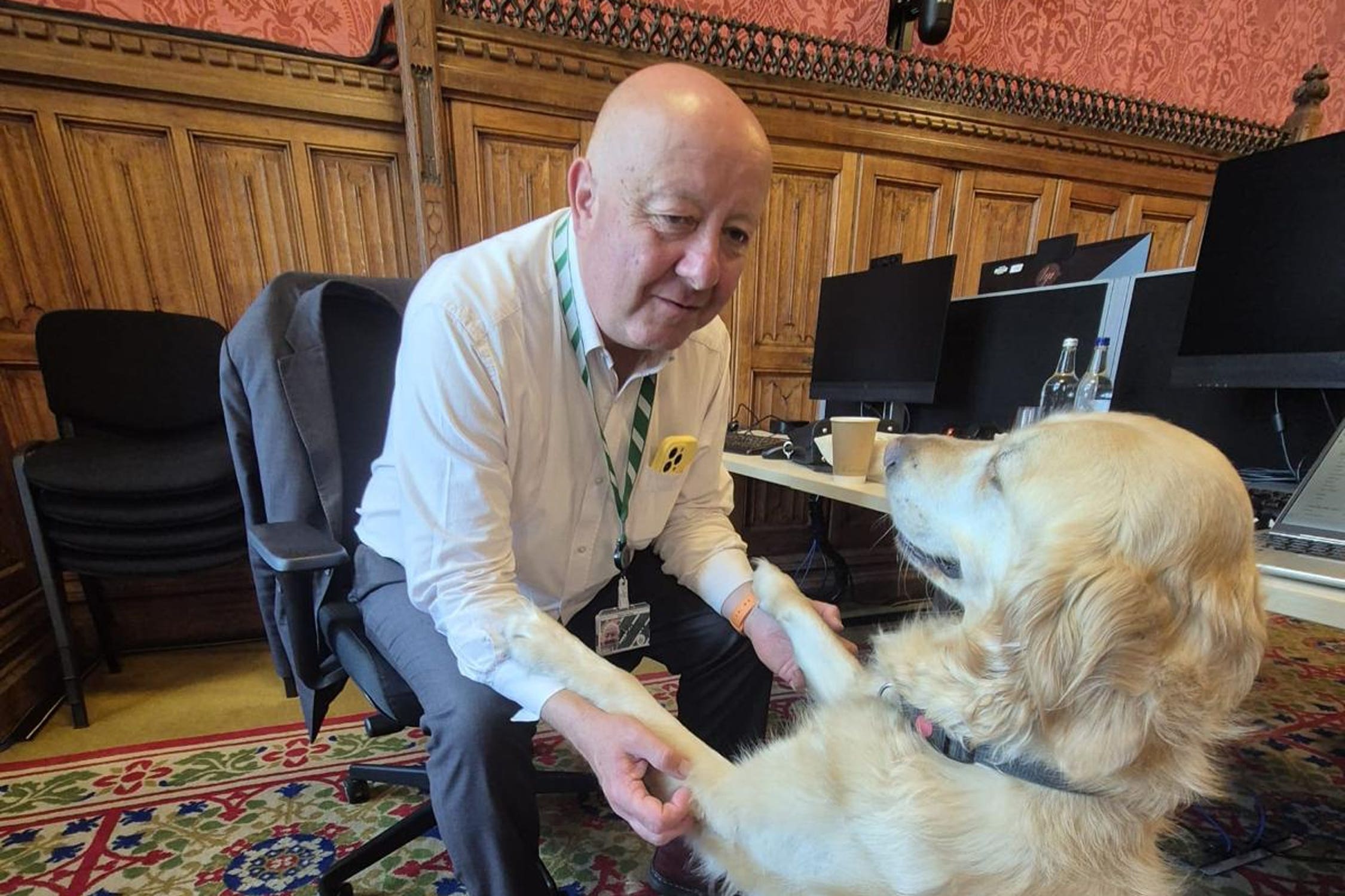 MP Steve Darling with his guide dog Jennie (Liberal Democrats/PA)
