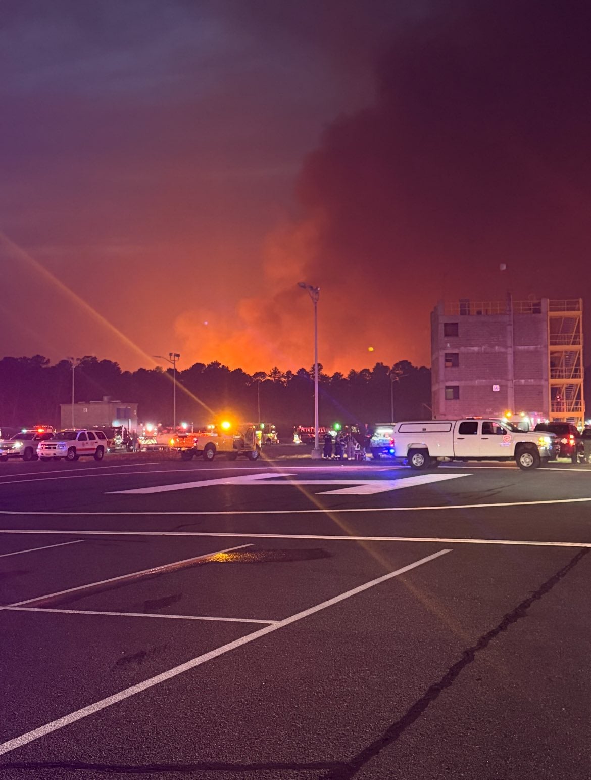 Emergency crews gather near the Jones Road Wildfire in New Jersey