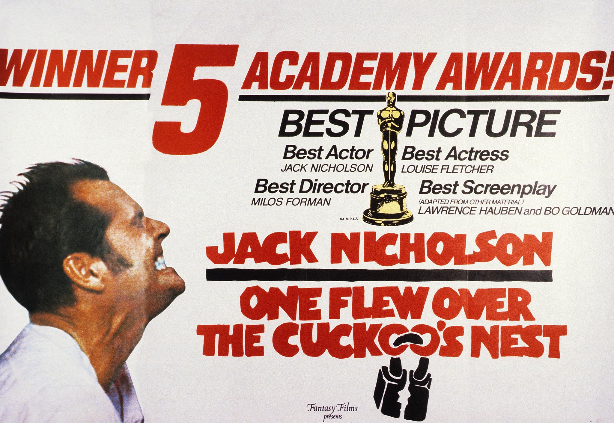 Jack Nicholson in the poster for ‘One Flew Over The Cuckoo’s Nest’