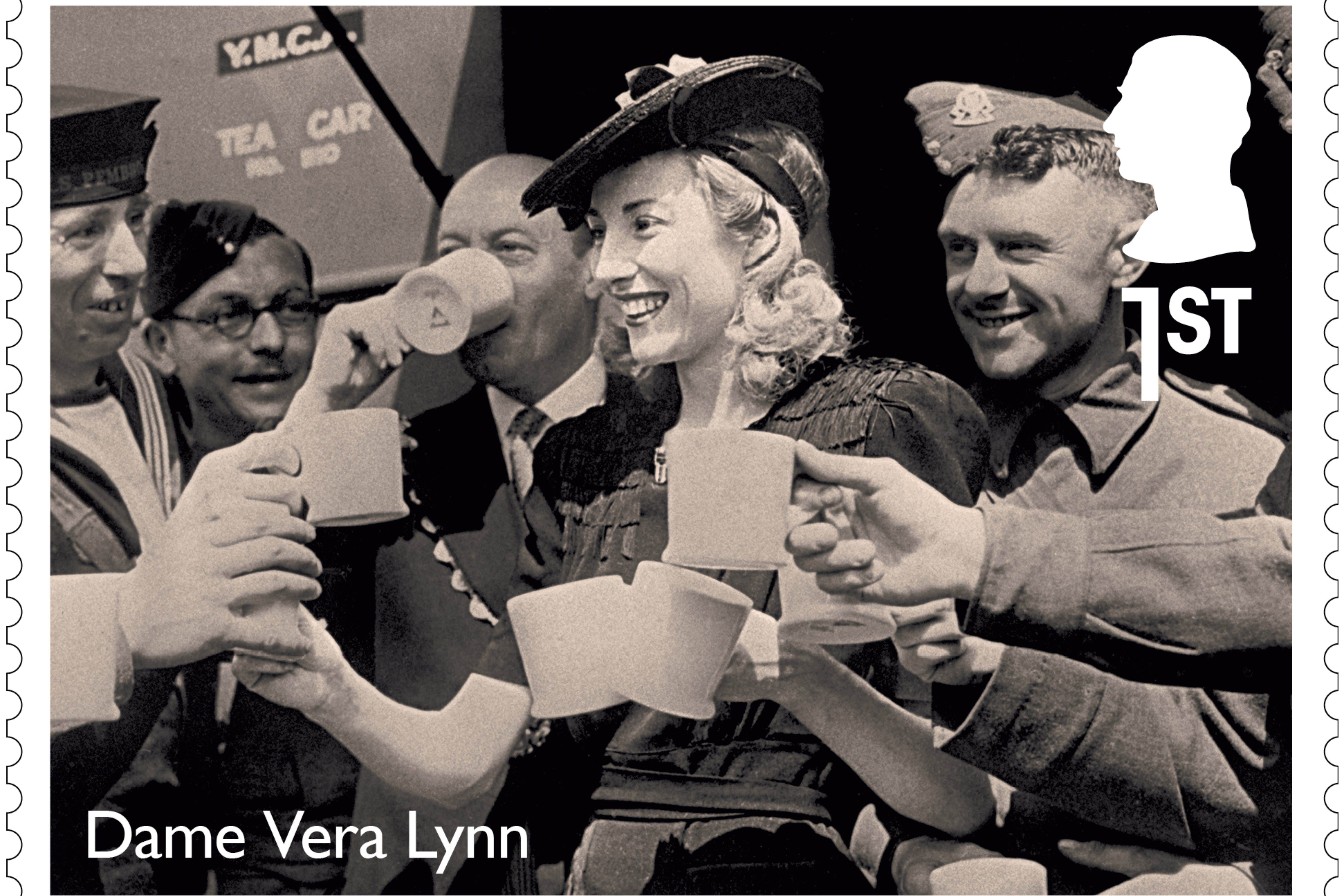 One of four stamps in a mini-sheet showing Dame Vera Lynn in different aspects of her wartime career to mark the 80th anniversary of VE Day (Royal Mail/PA)