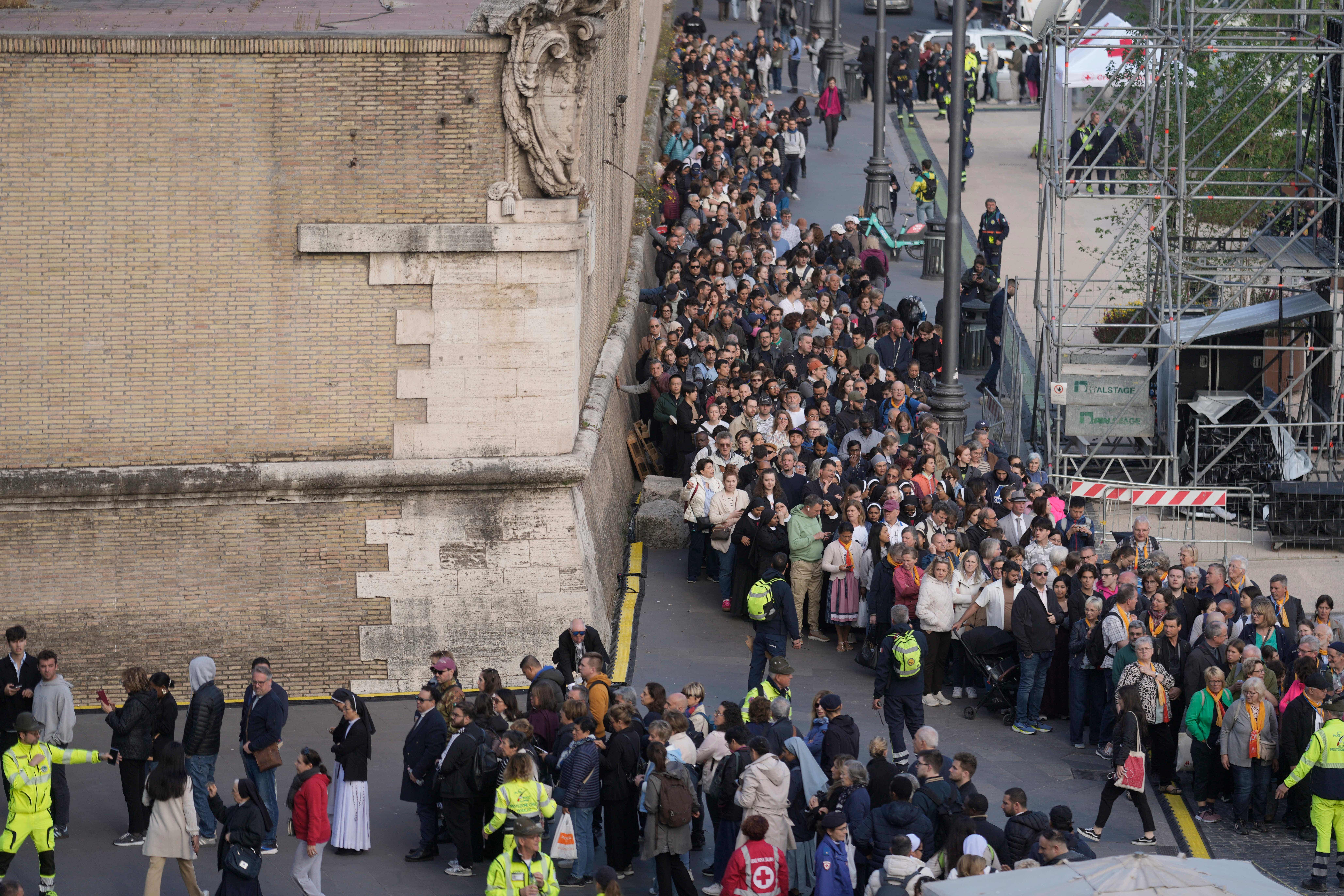 Thousands have and are expected to queue to see Pope Francis for his lying-in-state (Markus Schrieber/PA)