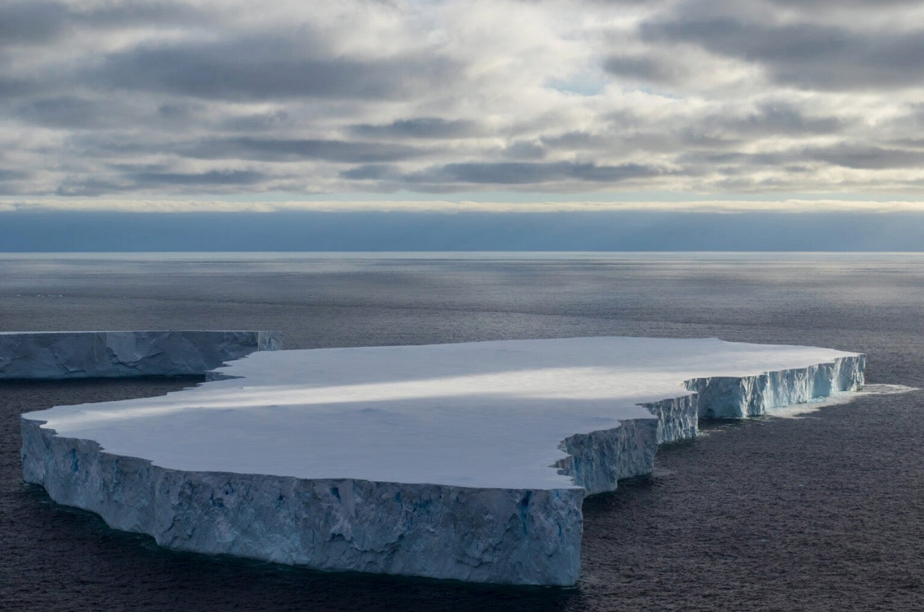 A large tabular iceberg in West Antarctica