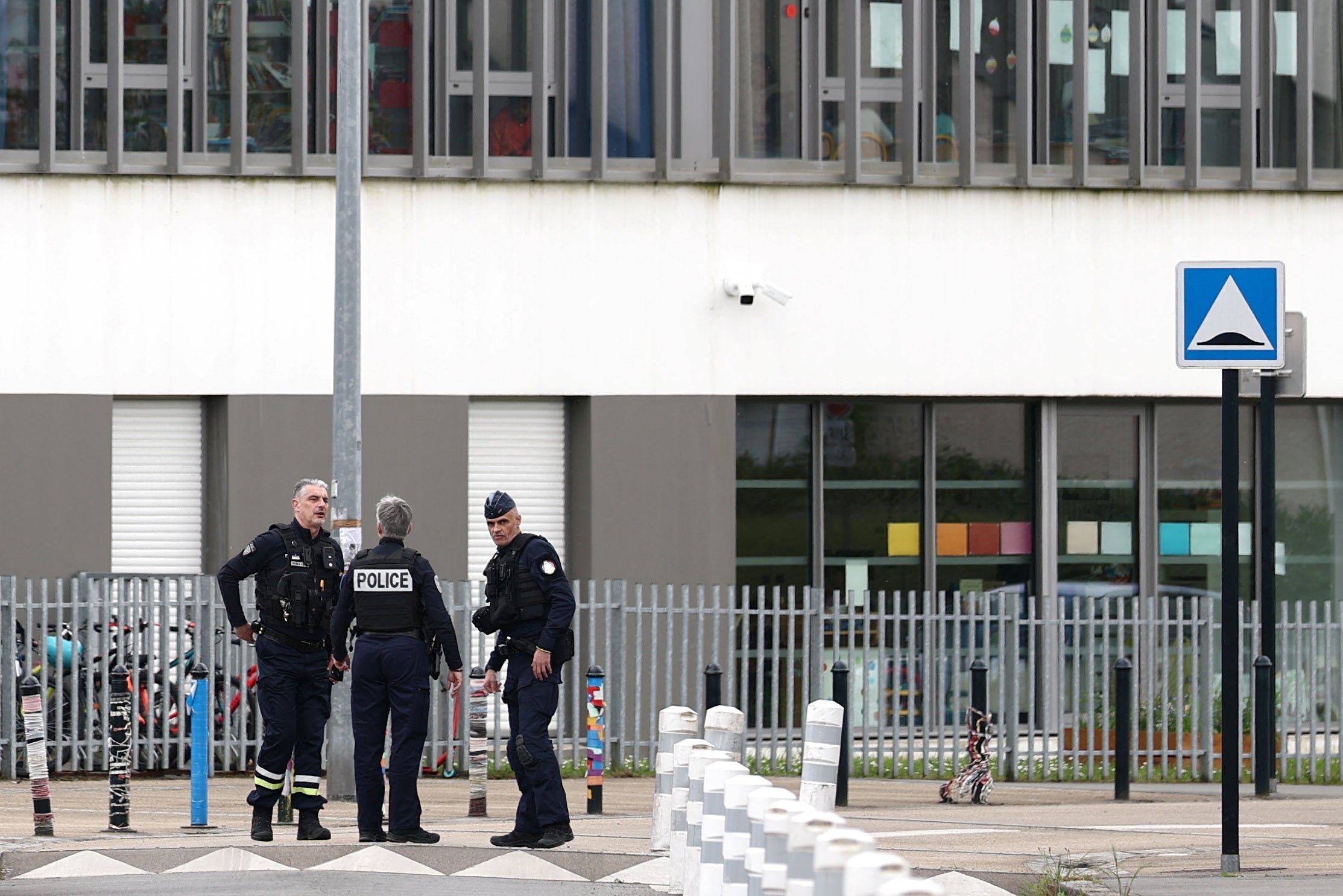 French police secure the area near the Notre-Dame-de-Toutes-Aides high school