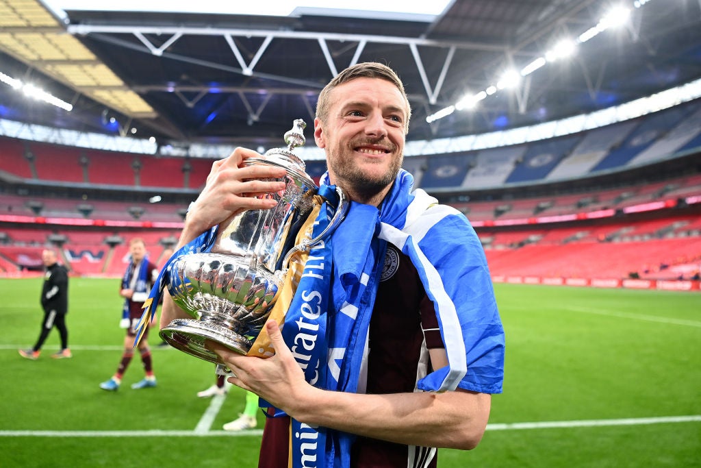 Vardy added the FA Cup to Leicester’s Premier League title
