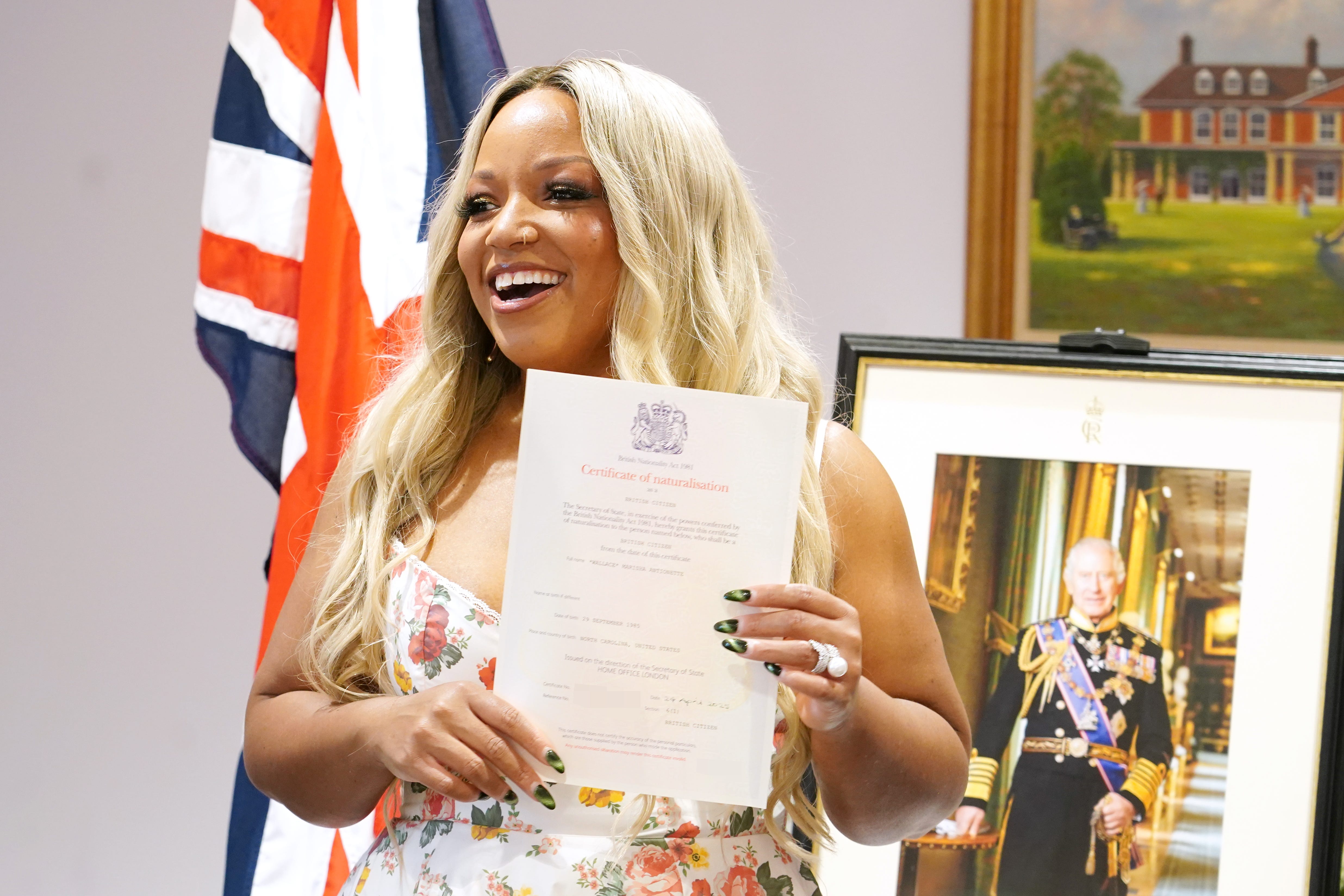 Marisha Wallace receives her British citizenship (Ian West/PA)