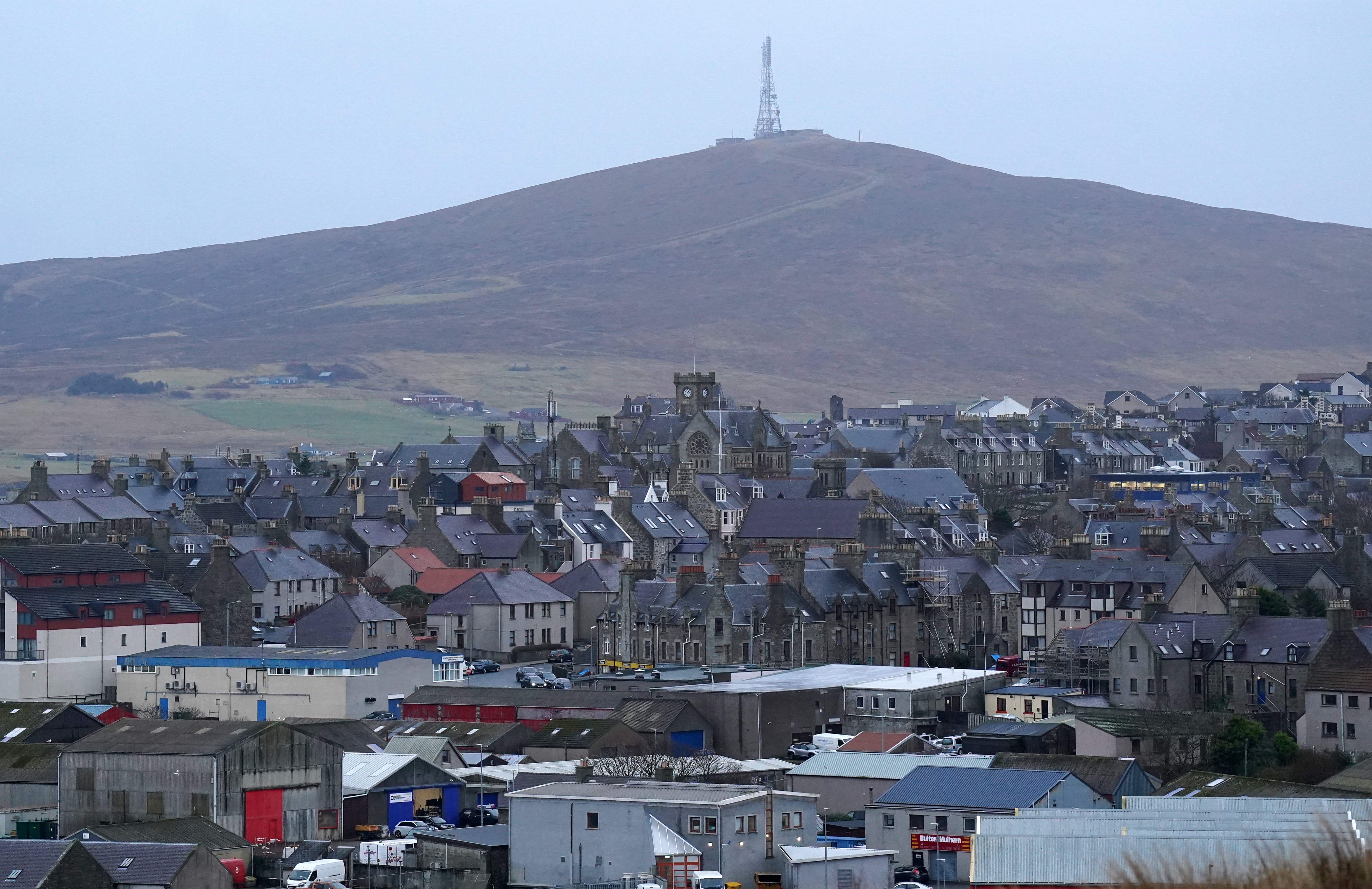 View of Lerwick, with a hill in beyond