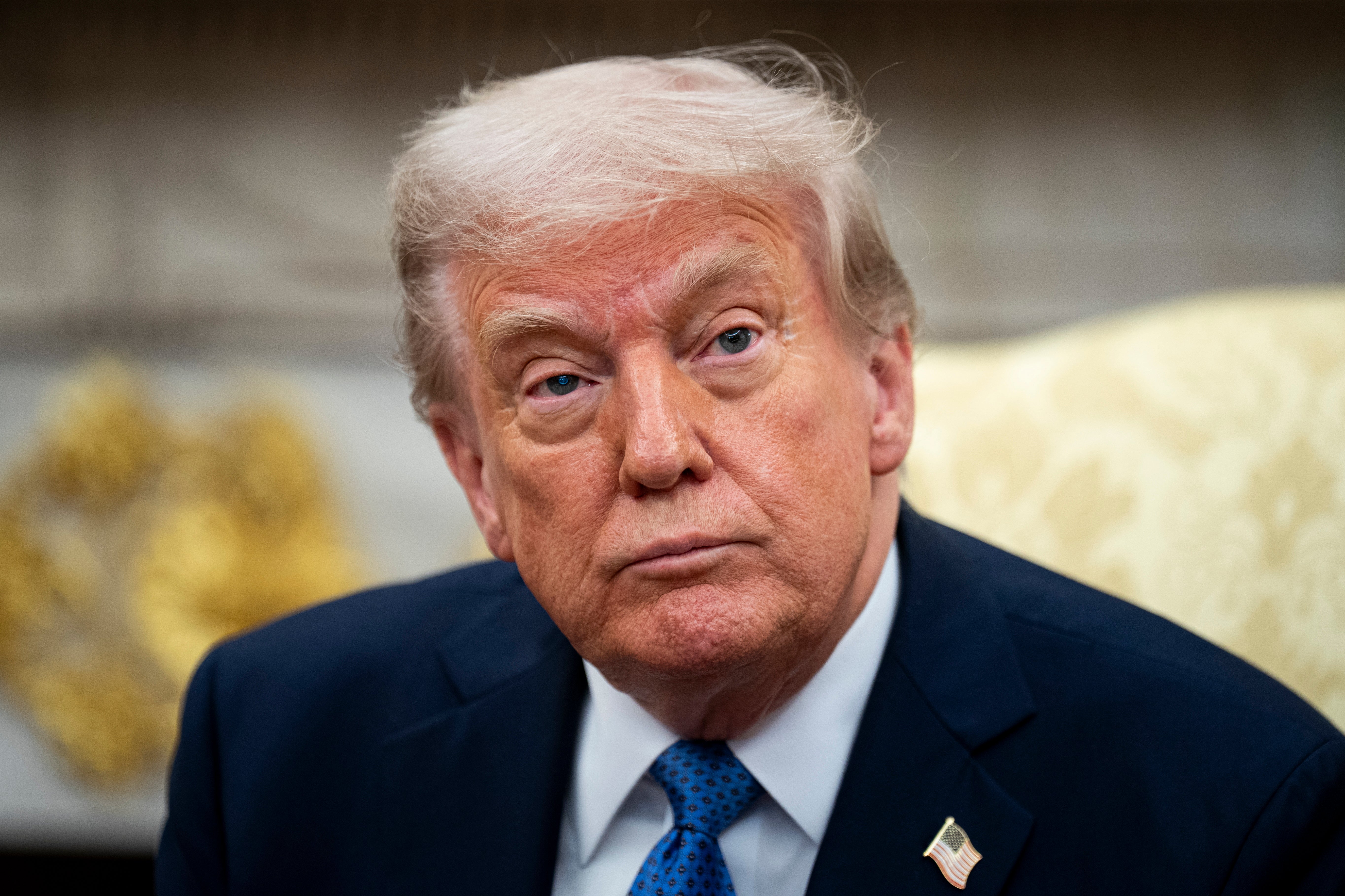 President Donald Trump during a meeting with Norway's prime minister Jonas Gahr Store, not pictured, in the Oval Office of the White House in Washington, DC