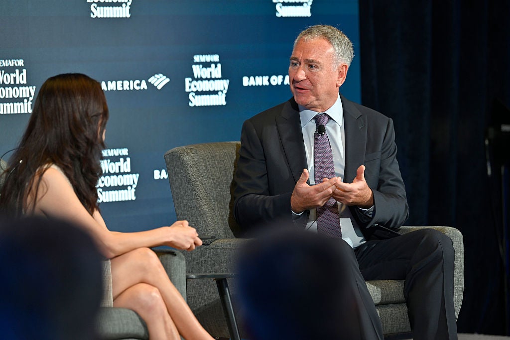 Citadel CEO Ken Griffin spoke about Donald Trump's damage to America's brand on Thursday, April 24, 2025 at a Semafor event in Washington, D.C.