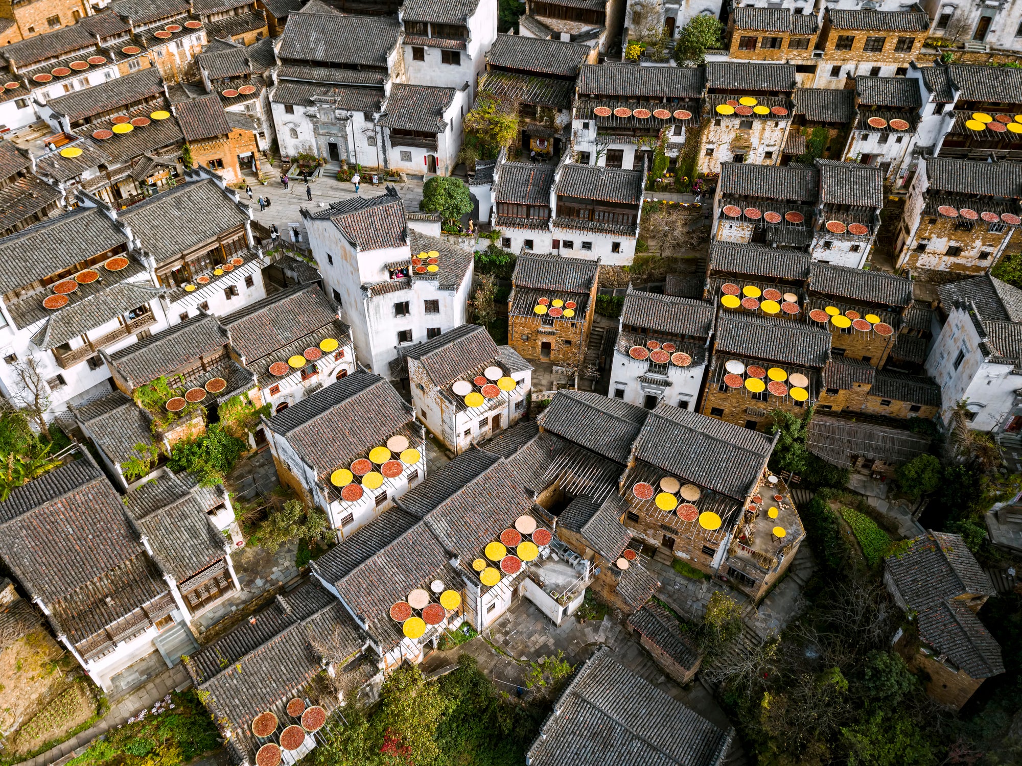 Huangling in China is known for drying out chillis and other crops on rooftops