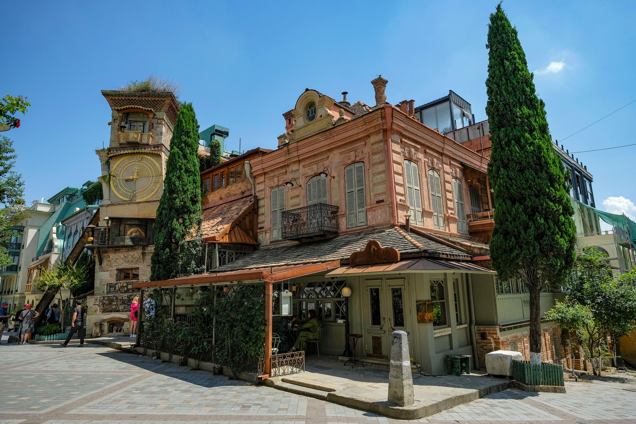 Tbilisi's distinct clock tower, built by puppet master Rezo Gabriadze