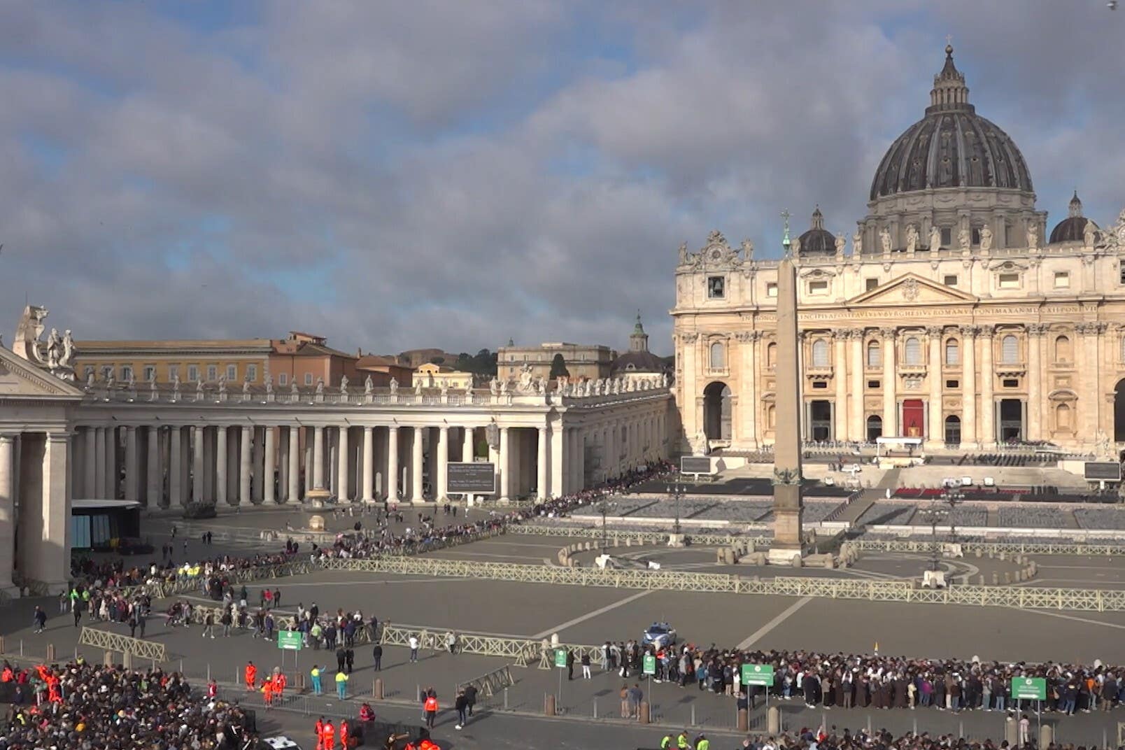 The stage is set for the funeral of Pope Francis in Vatican City on Saturday (PA Wire/PA Images)