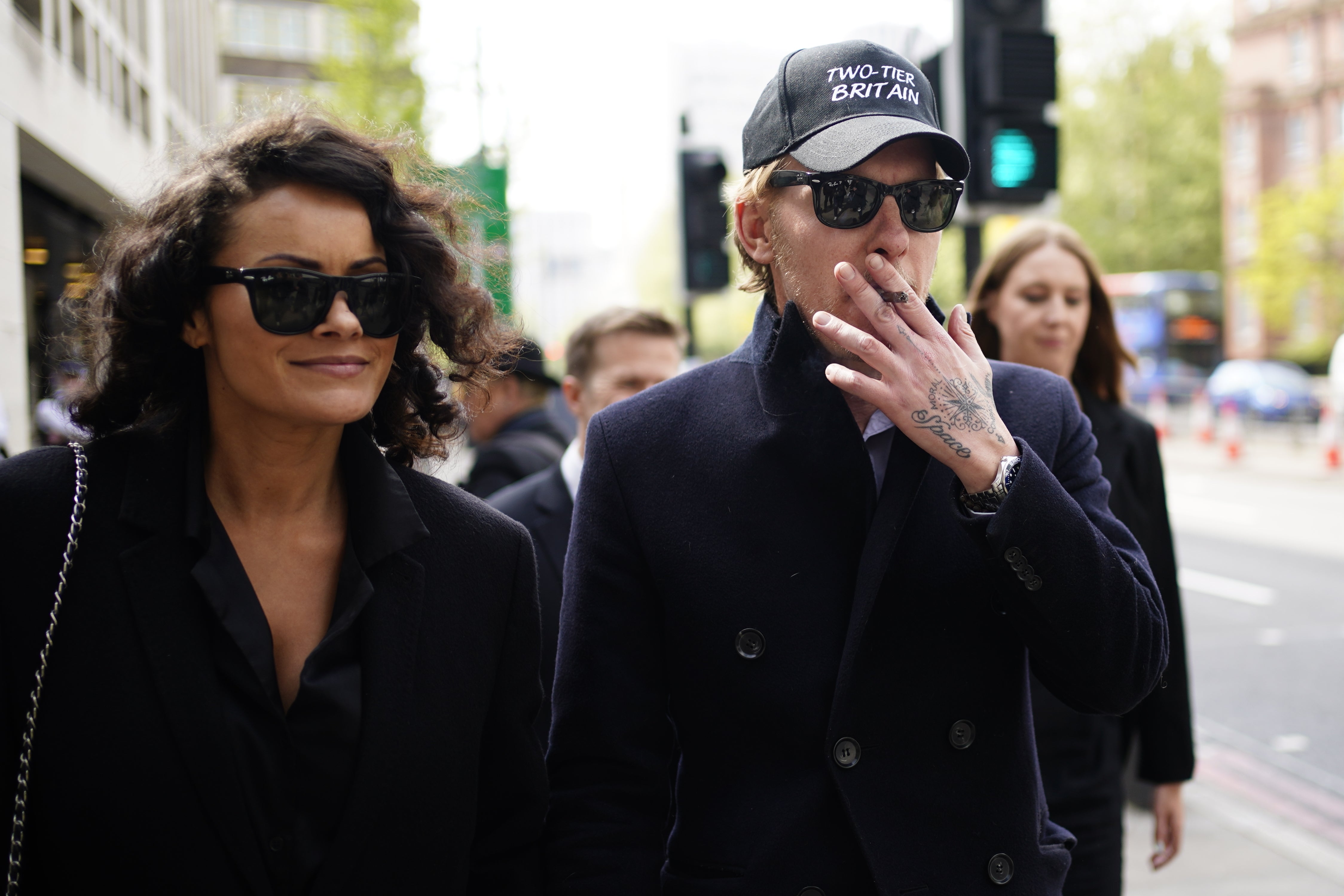 Laurence Fox arrived at Westminster Magistrates’ Court charged with two counts under the Sexual Offences Act 2003
