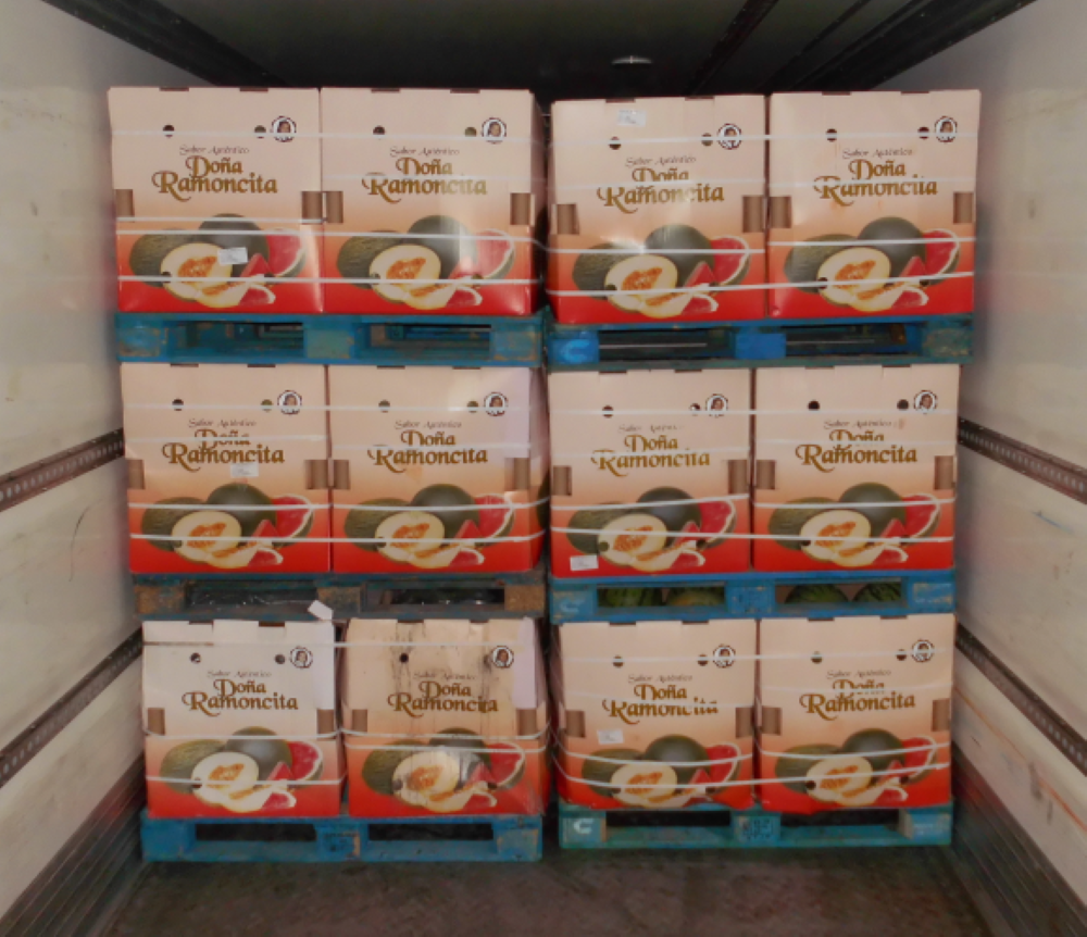 The 159 packages of cannabis were hidden inside 30 crates of watermelons