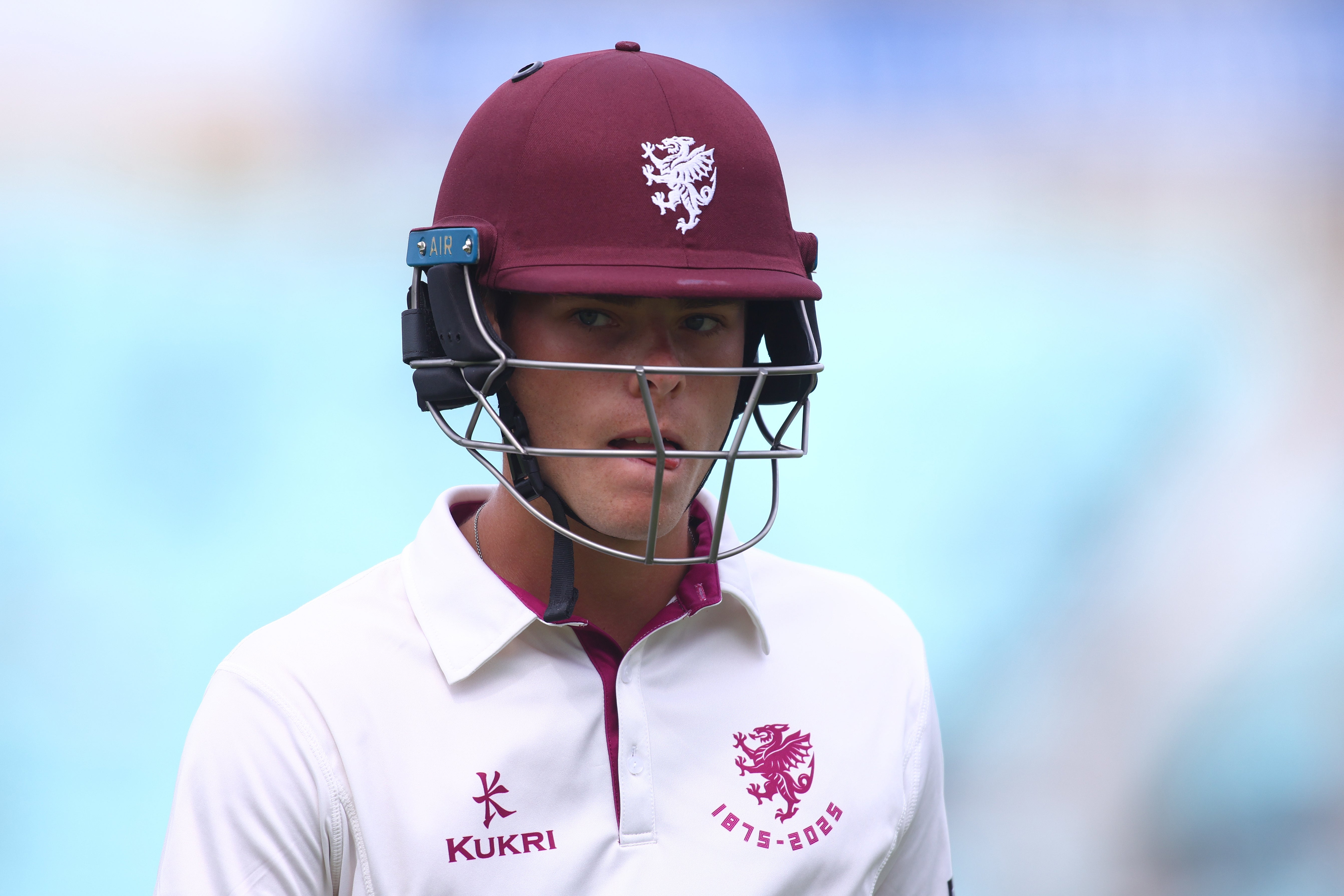 Archie Vaughan batted well for 36 before falling to Gus Atkinson