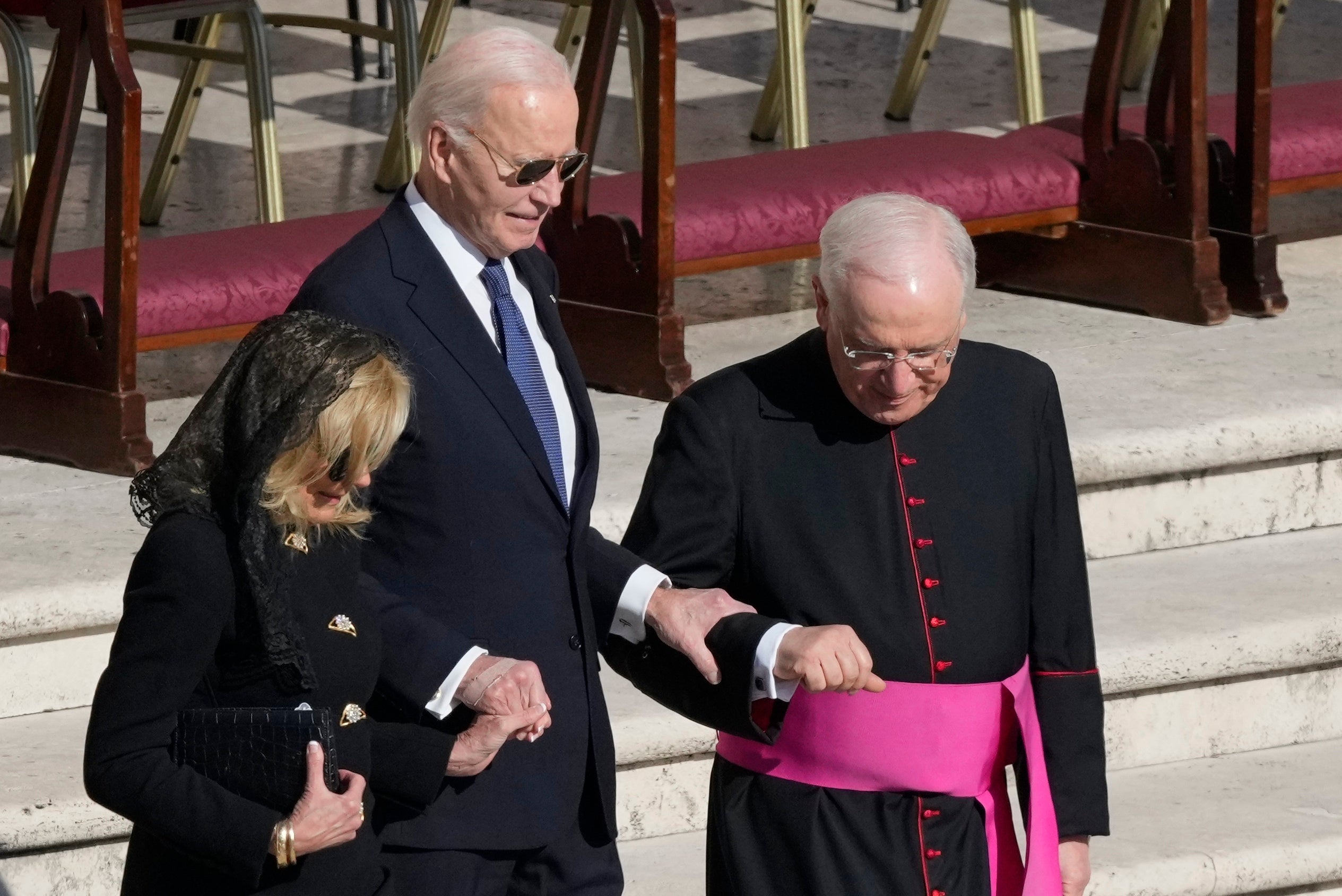 Former US president Joe Biden, who is Catholic, arrived to pay his respects to the late pope