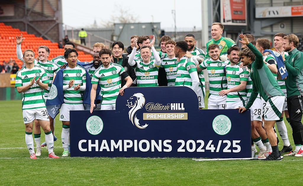 Celtic were crowned Scottish Premiership champions at Tannadice