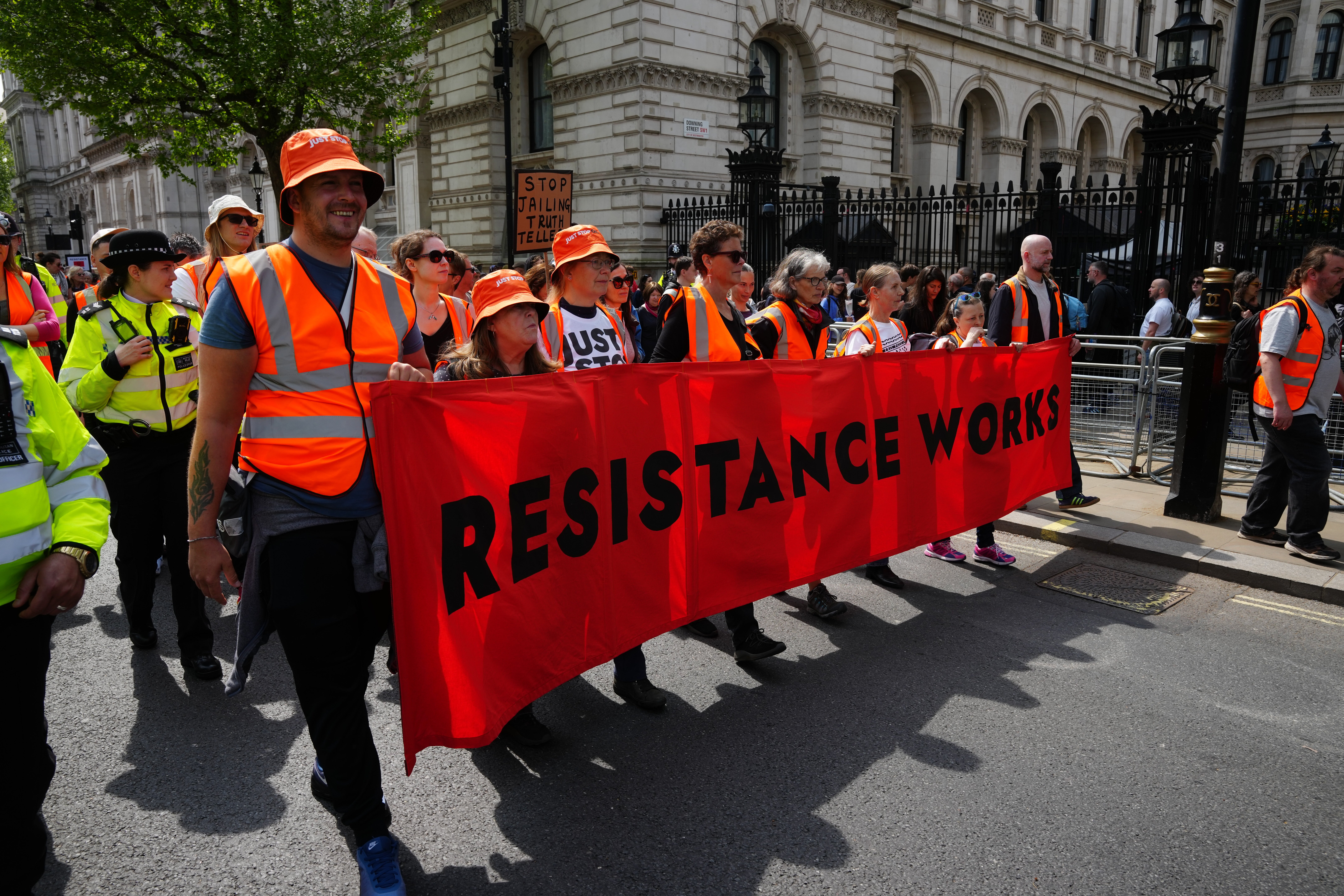 A Just Stop Oil protest outside Downing Street on what the group declared their ‘last day of action’