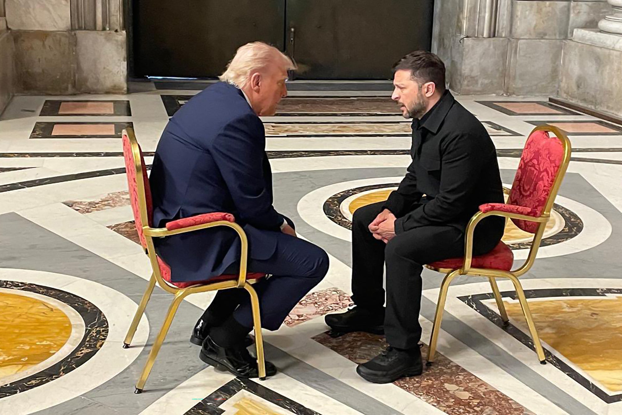Donald Trump and Volodymyr Zelensky in Rome on Saturday