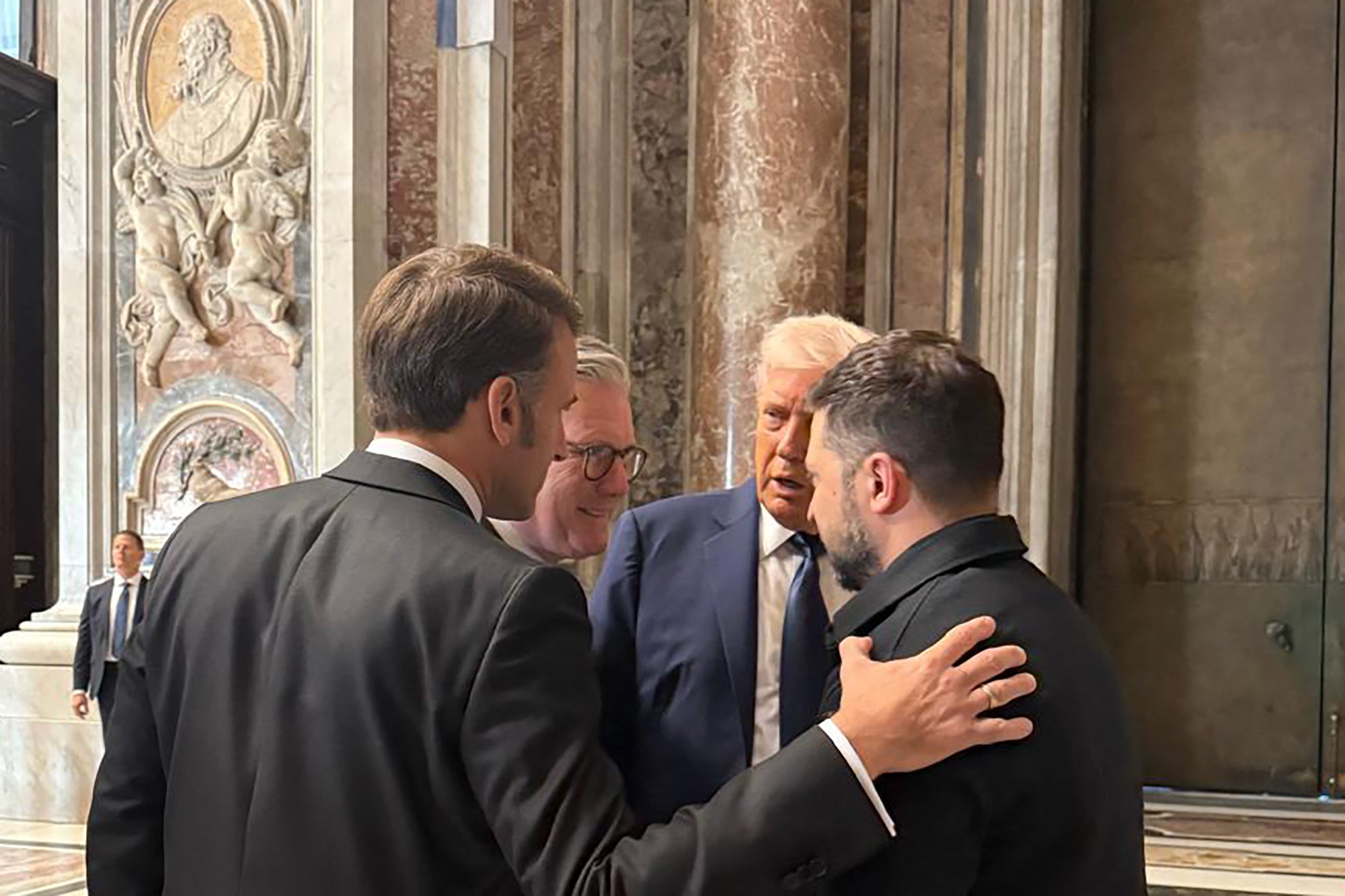 Trump, Zelensky, Keir Starmer and Emmanuel Macron in the Vatican on Saturday