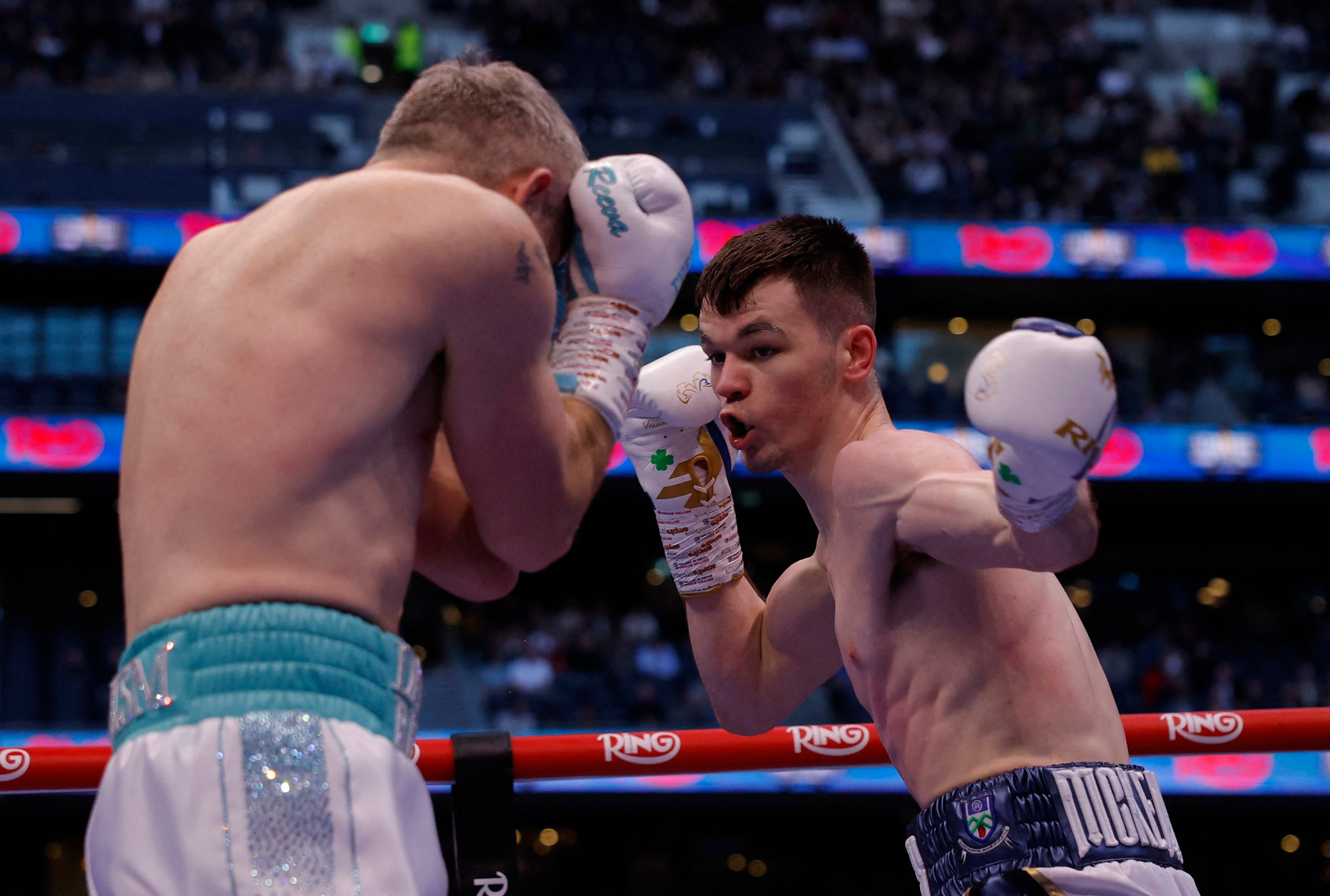 Aaron McKenna (right) was too slick for Liam Smith