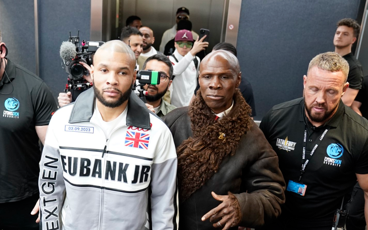 Chris Eubank Jr (left) arrives with his father