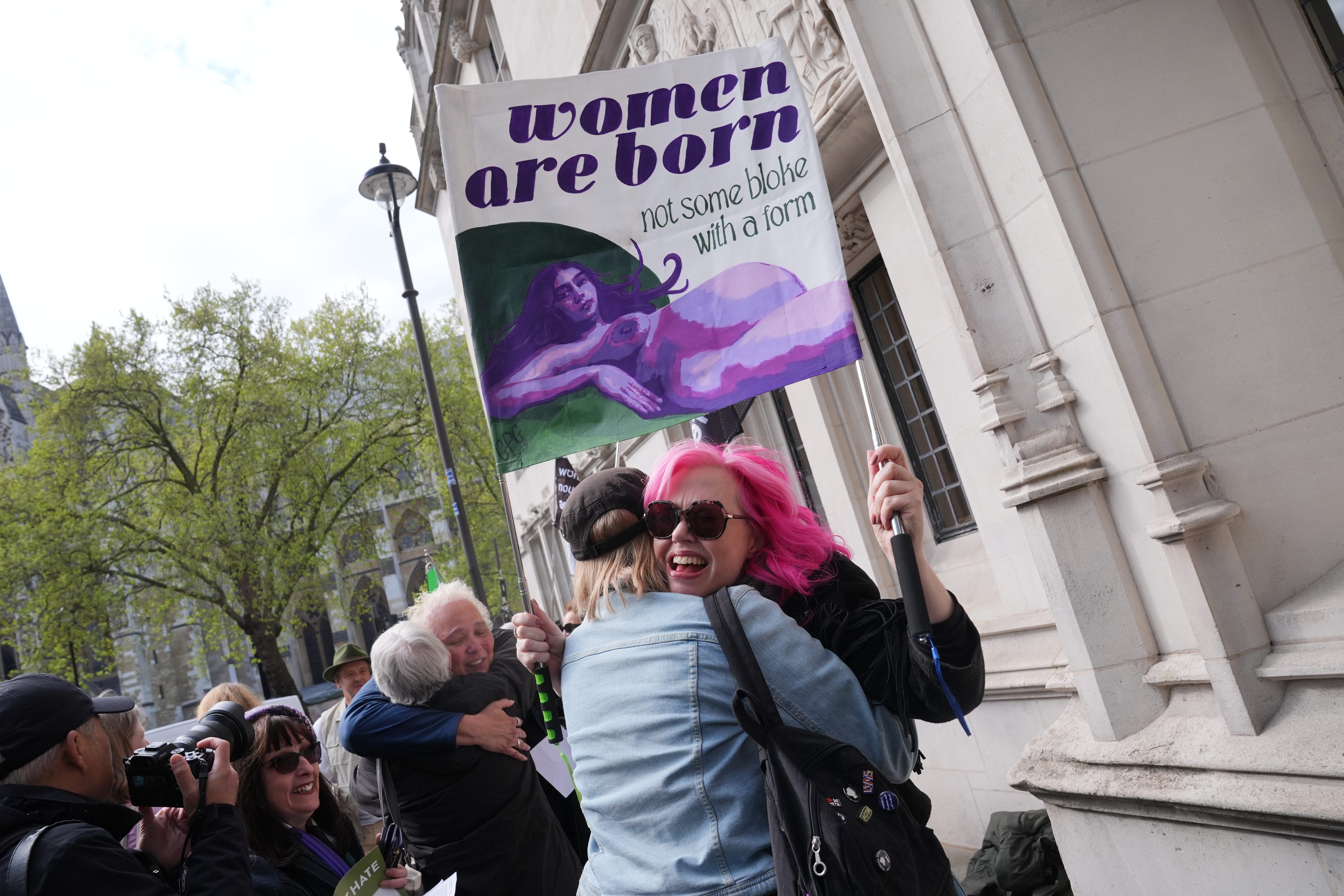 Campaigners for For Women Scotland celebrated after the UK Supreme Court ruling (Lucy North/PA)