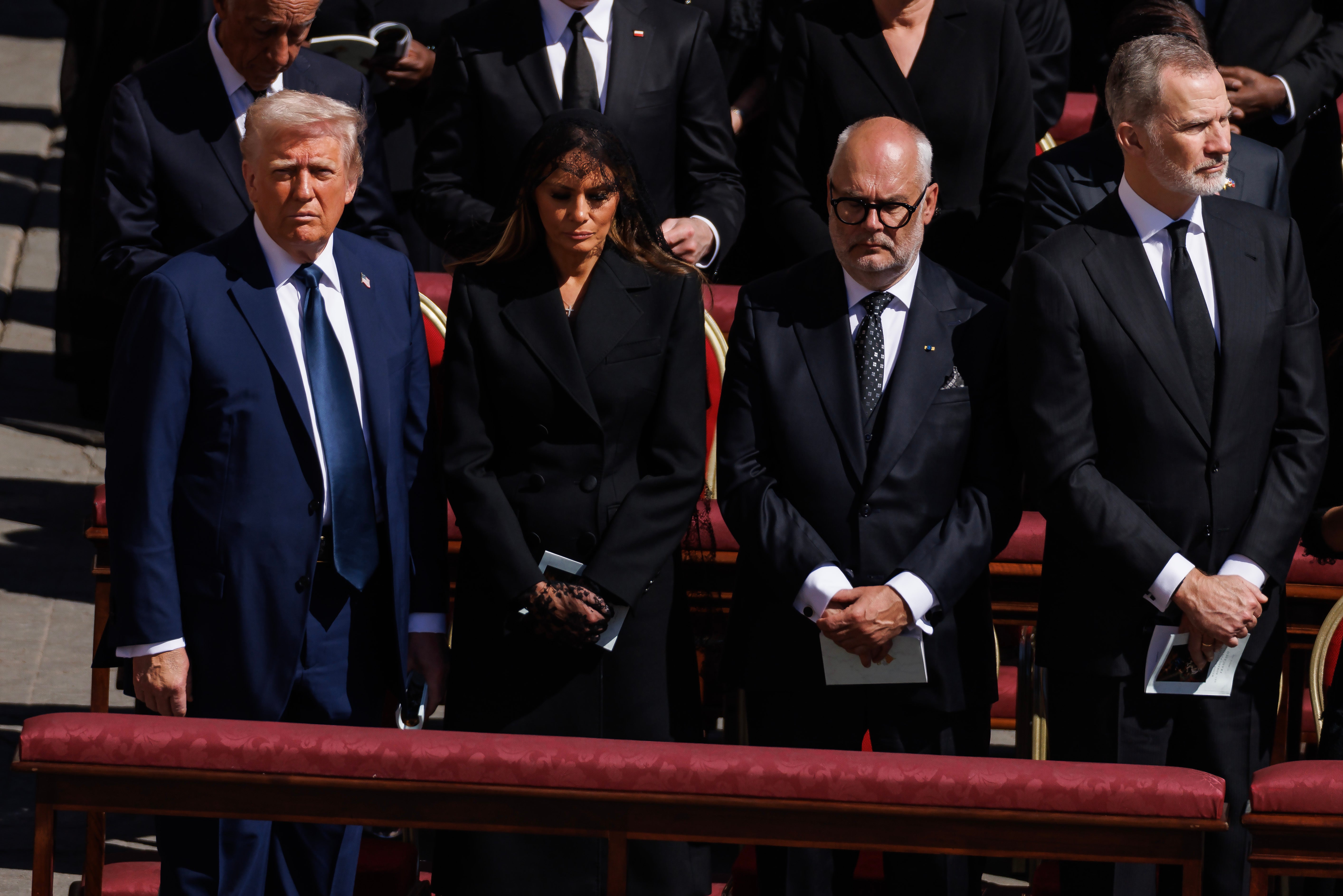 Trump and the first lady were seated next to Estonian President Alar Karis and King Felipe VI of Spain