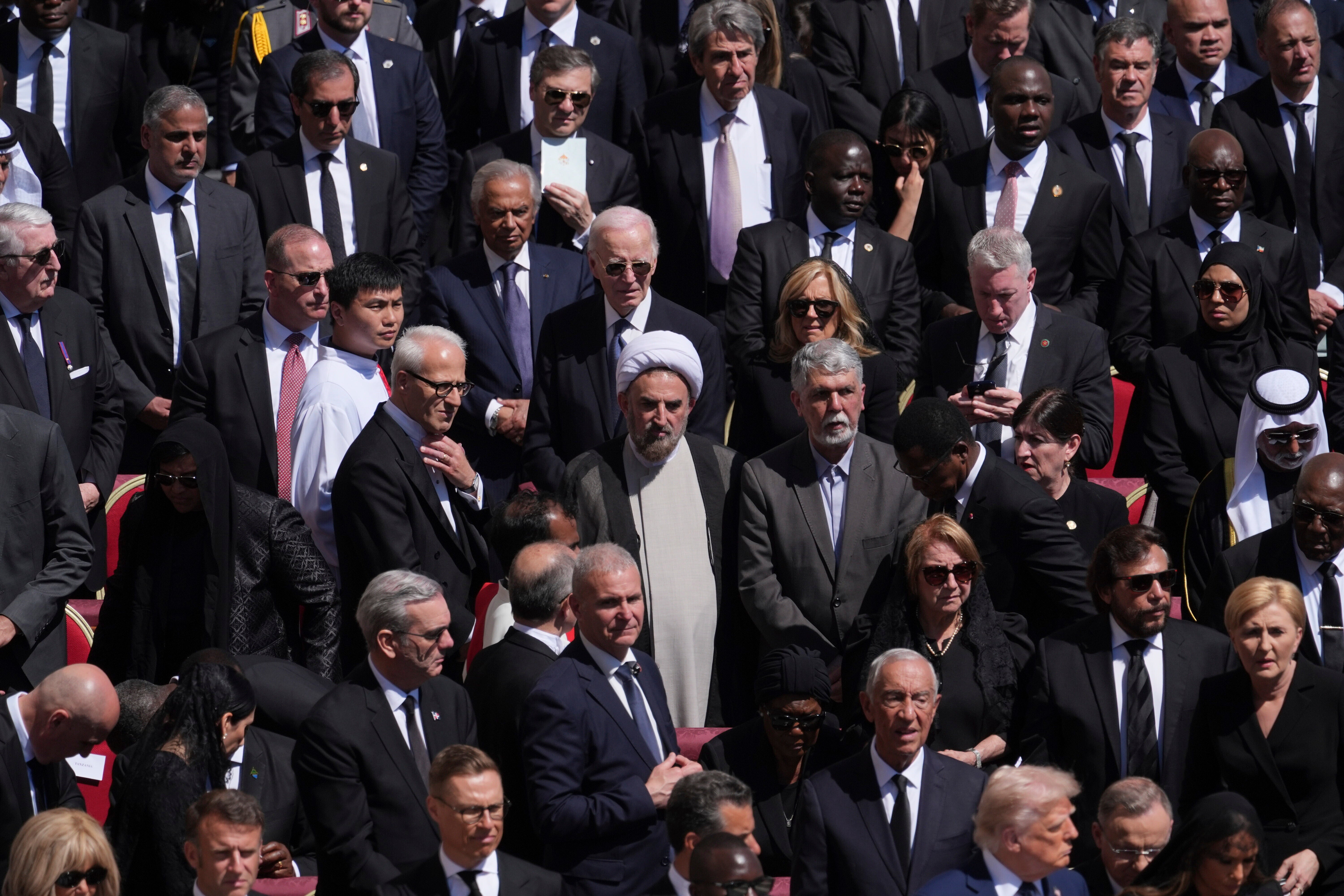 Former President Joe Biden, only the second Catholic president, also attended the pope’s funeral on Saturday, sitting several rows behind Trump