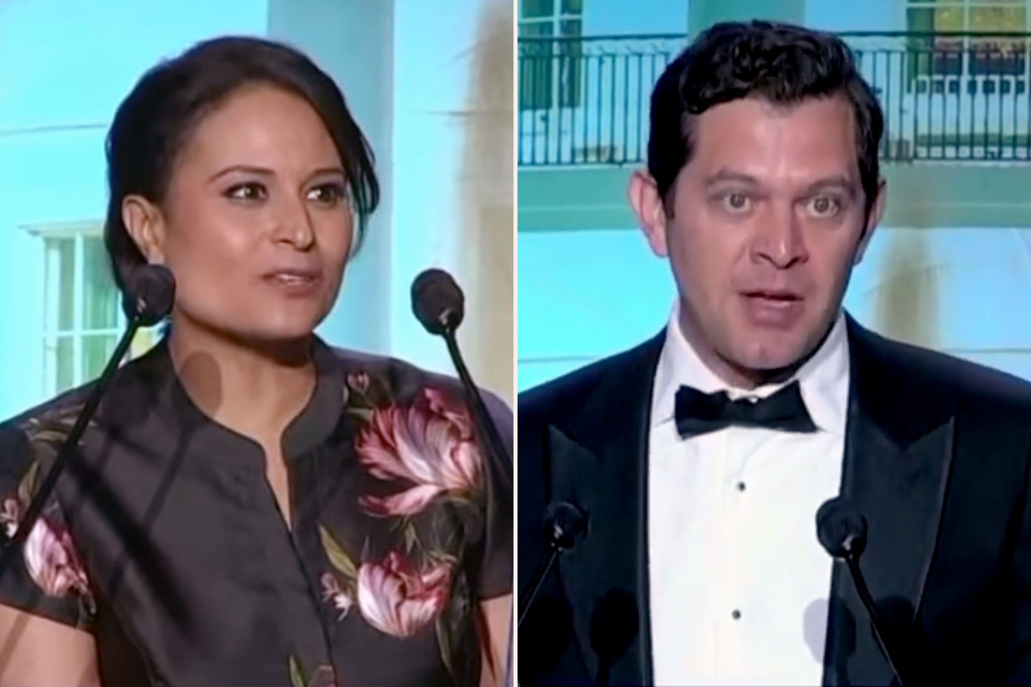 NBC’s Kristen Welker, left, and Axios reporter Alex Thompson, right, pointed out that DC journalists missed the extent of Joe Biden’s decline for months if not longer at Saturday’s dinner.