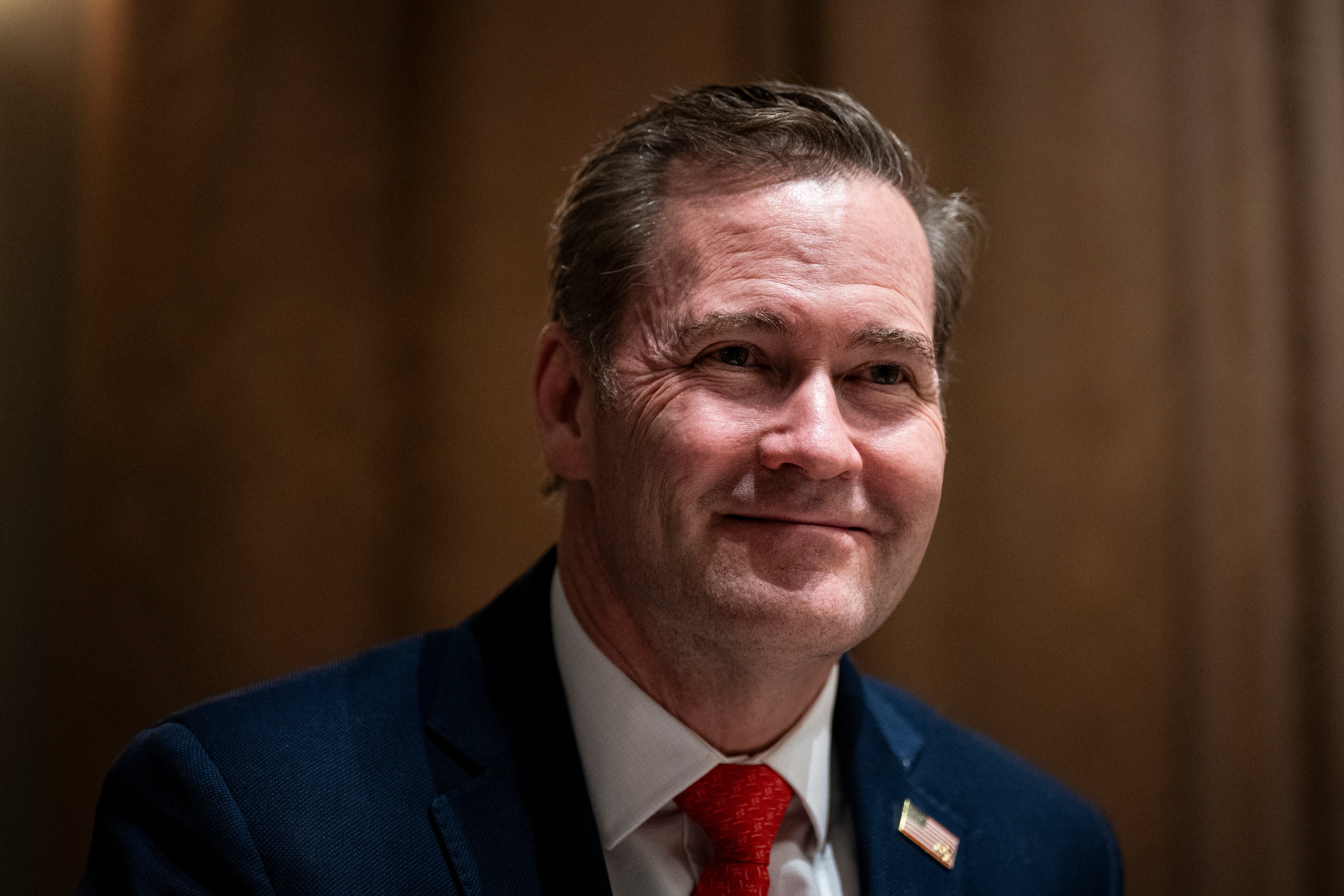 Mike Waltz, US national security adviser, during a lunch with US President Donald Trump and Norway's prime minister Jonas Gahr Store