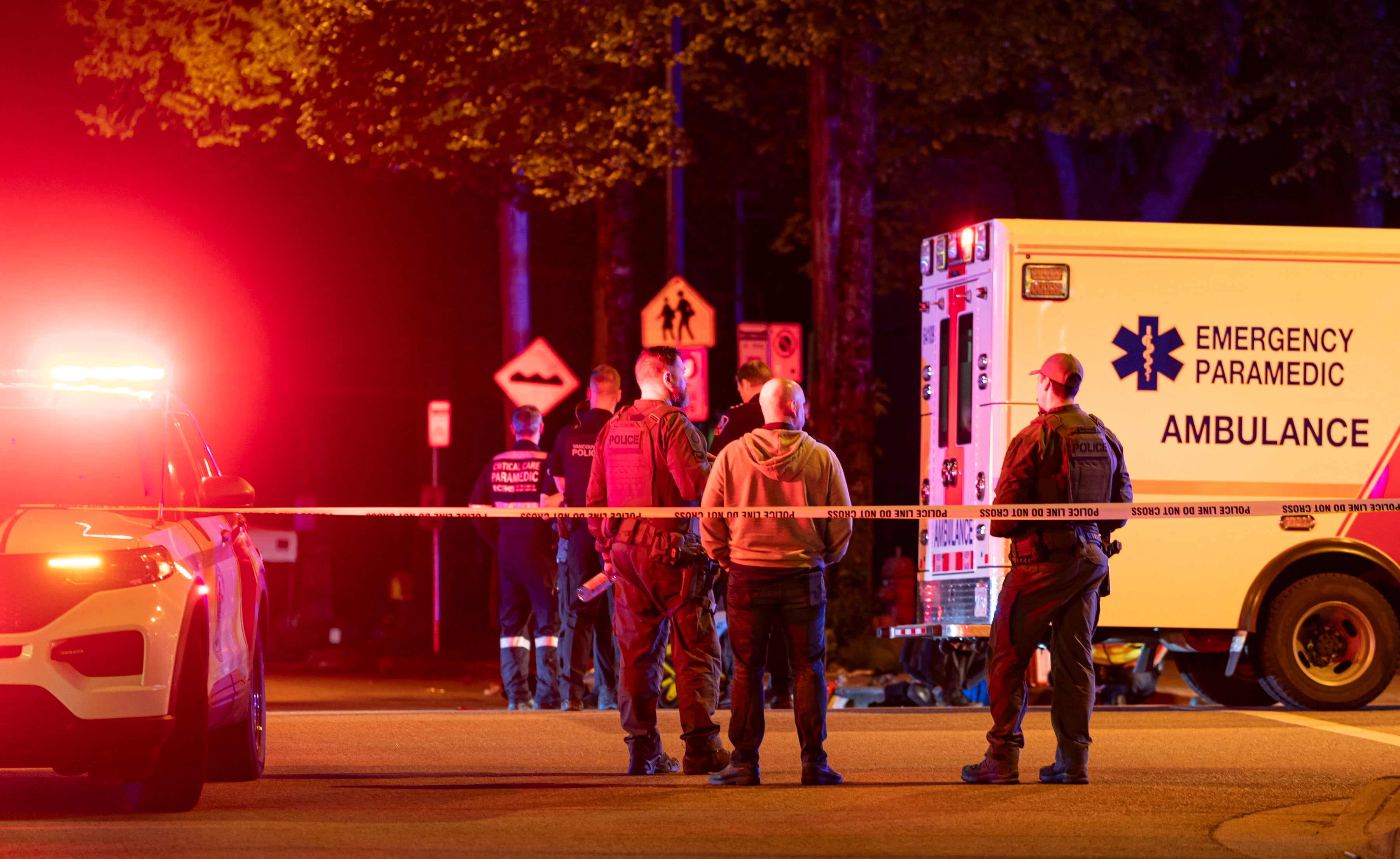 Vancouver police secure the scene after a car drove into a crowd at the Lapu Lapu Festival in Vancouver