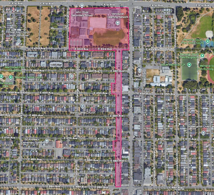 Map of the area where the festival is taking place. The Police said the incident took place E 43rd Avenue and Fraser St