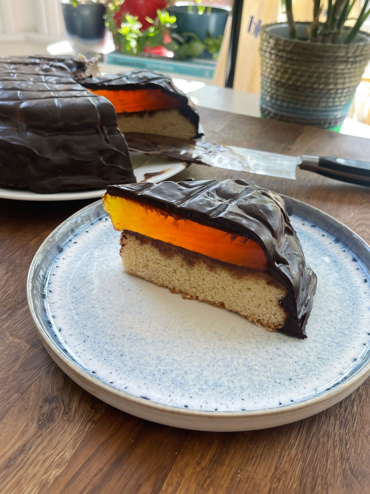 Inside a giant Jaffa Cake