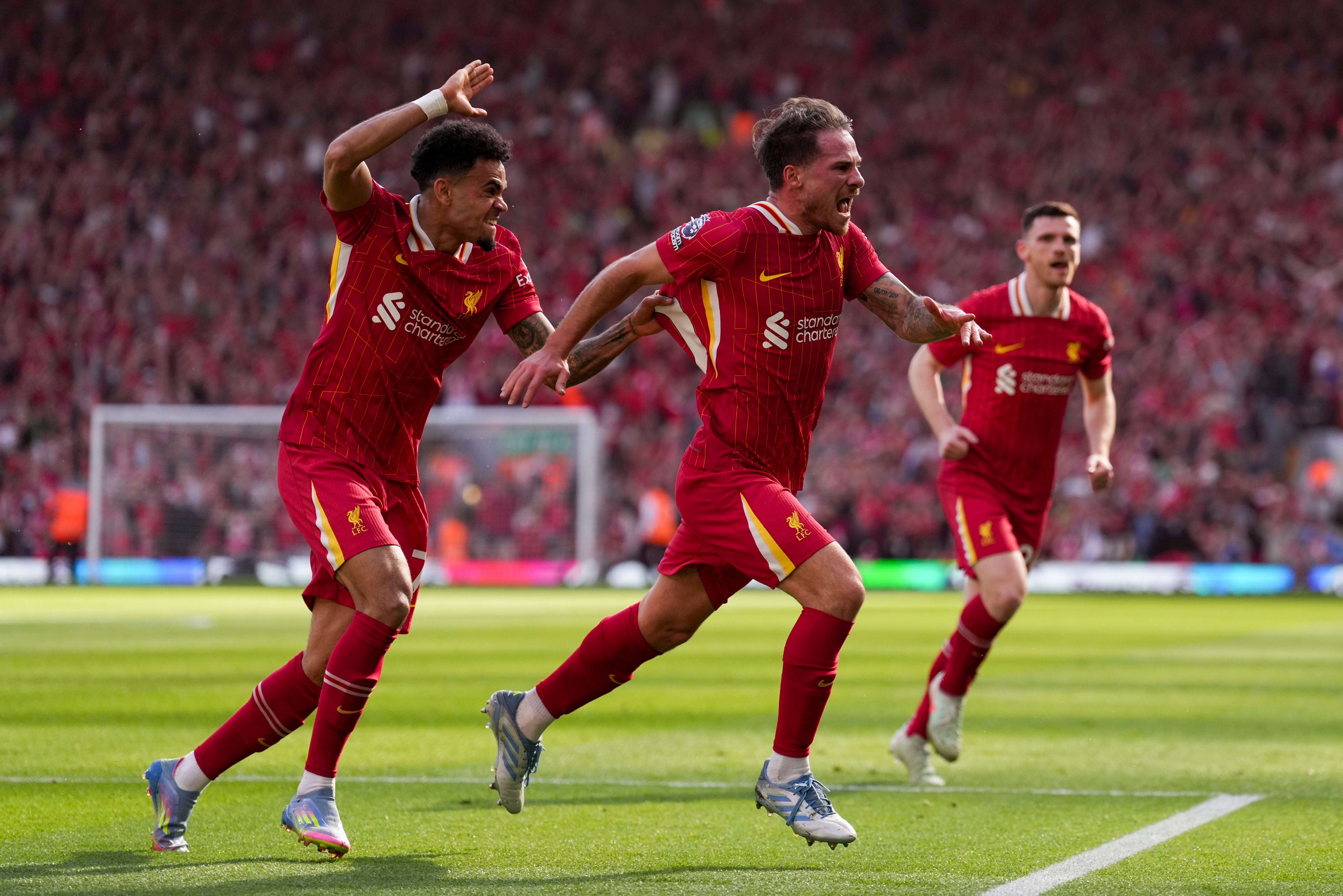 Mac Allister celebrates against Tottenham