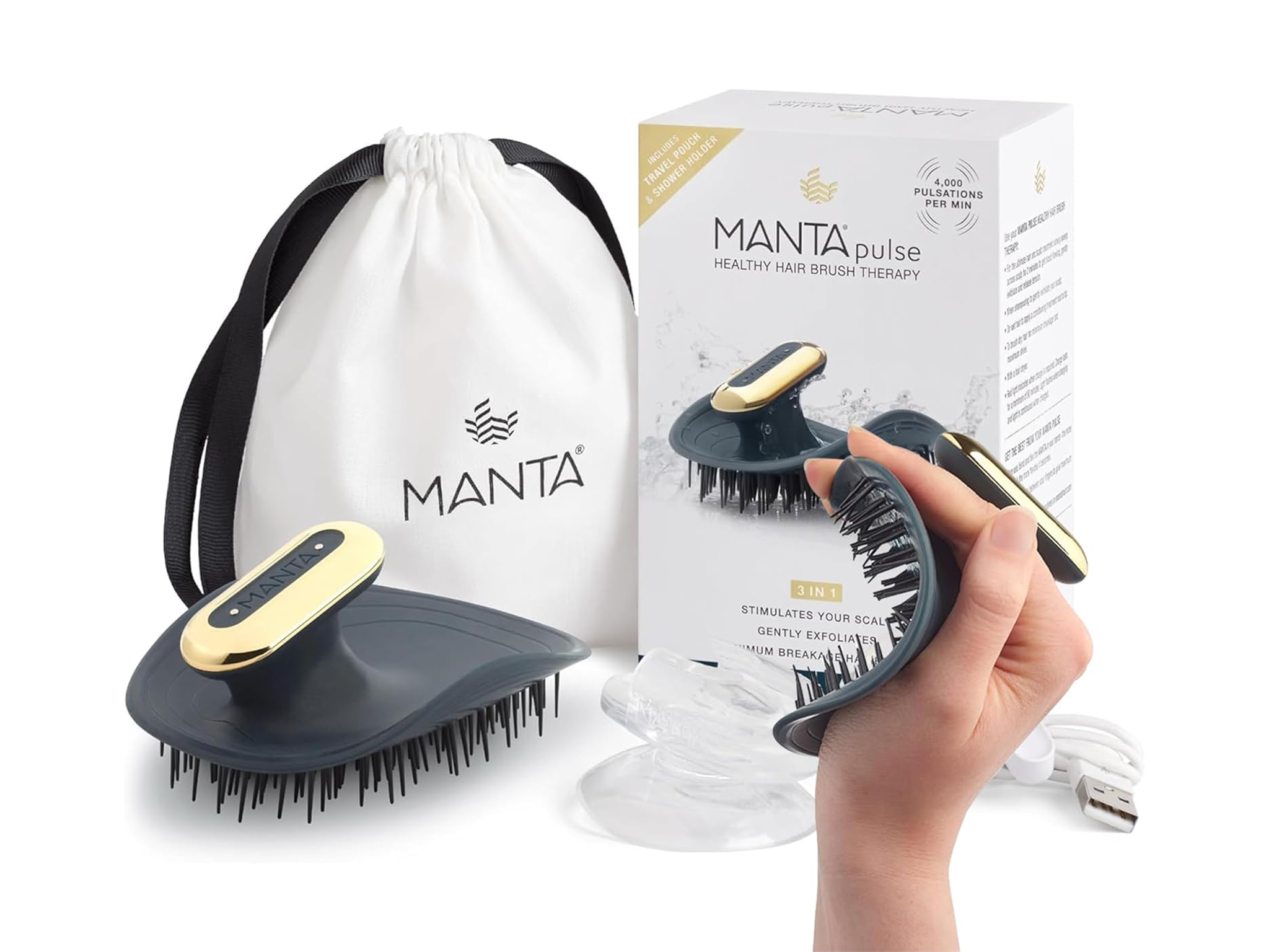 Best hair brush IndyBest review Manta pulse electric scalp massager brush 