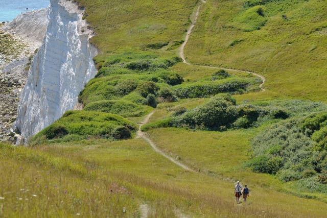<p>Clifftop walkers in Dover</p>