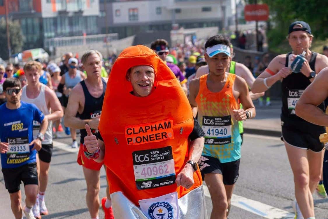 Michael Wiggins running during the London Marathon (Michael Wiggins/PA)