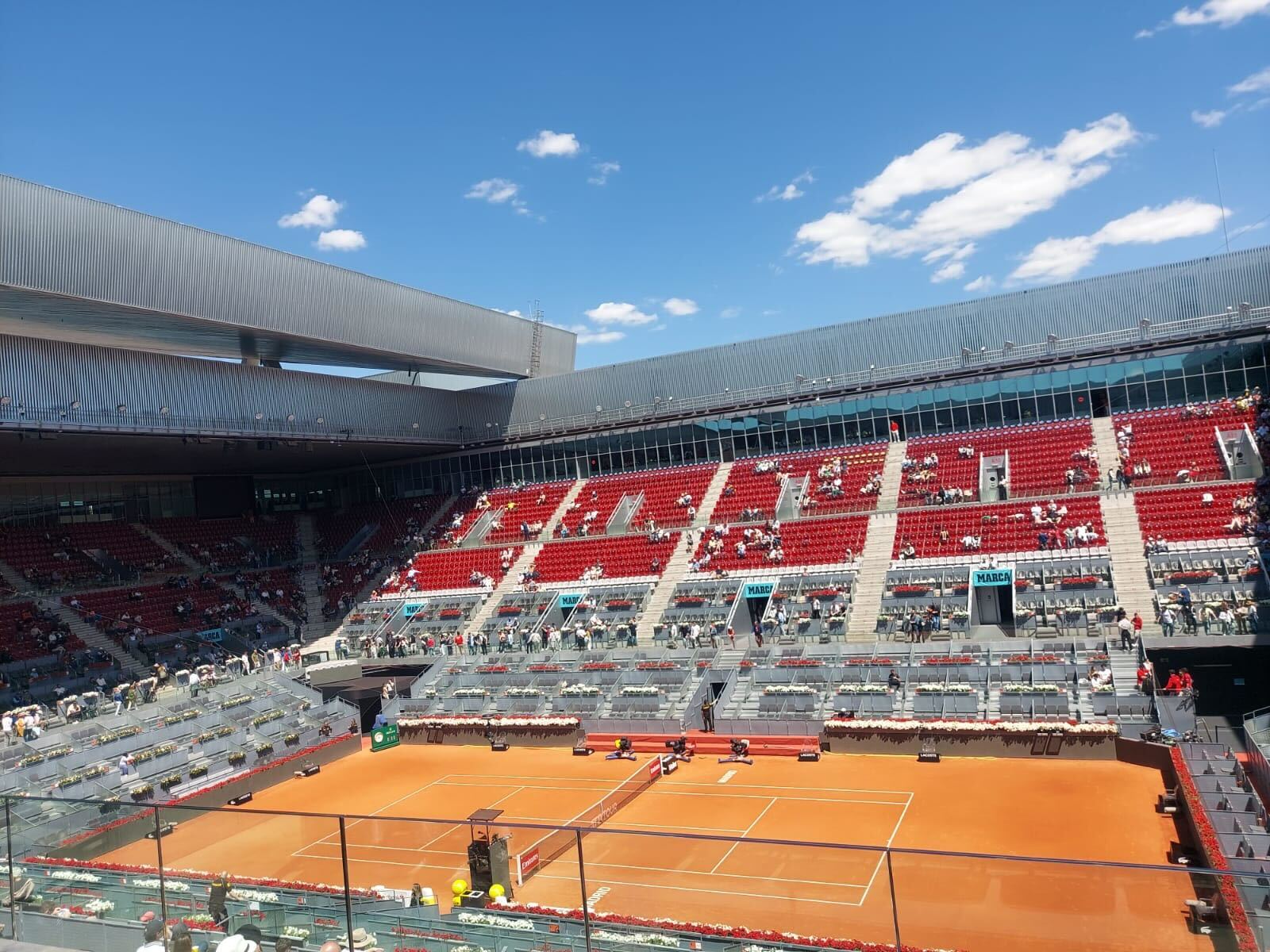 An empty stadium at the Madrid Open after matches were suspended