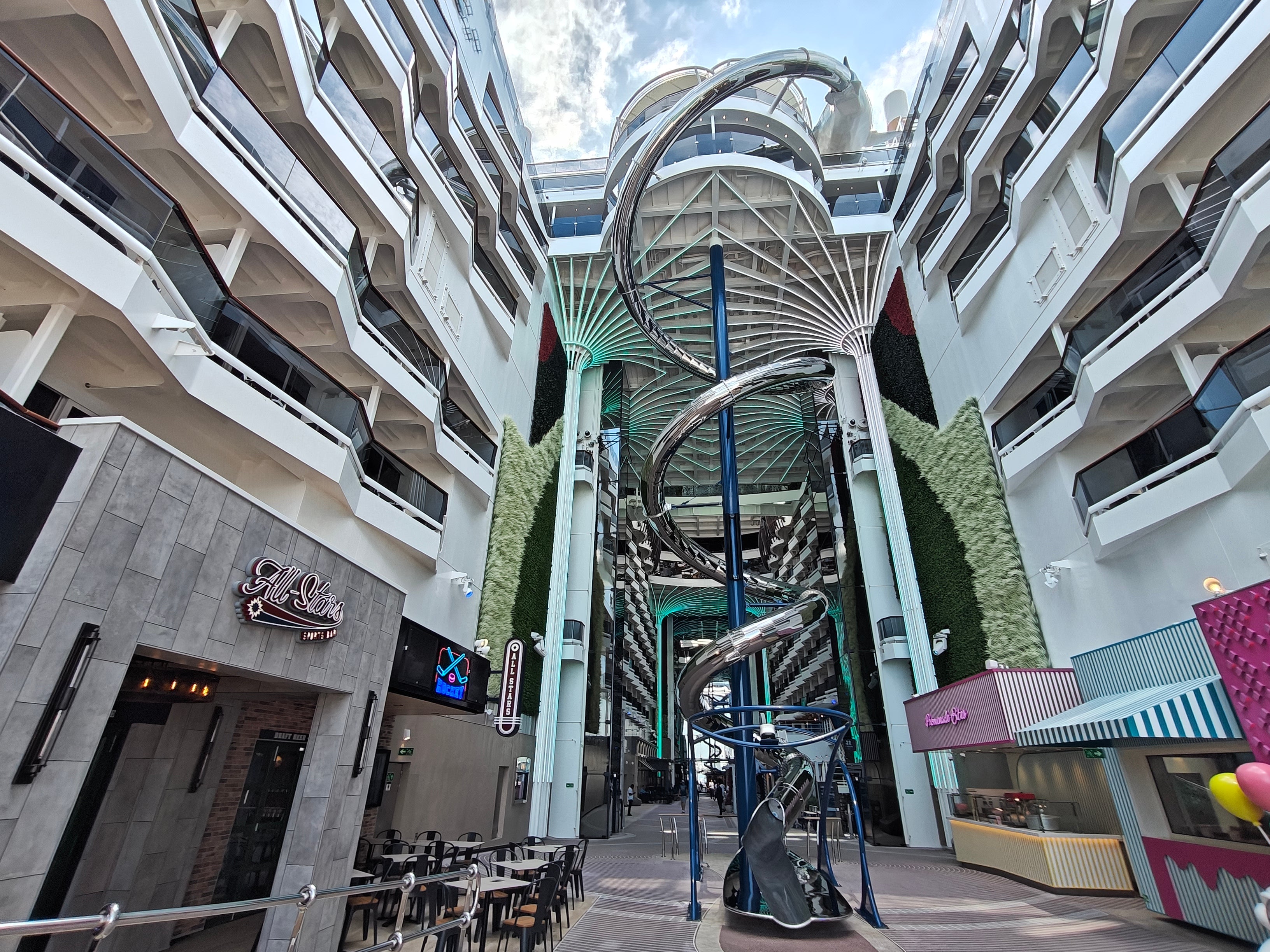 The end of MSC World America's exhilarating Jaw Drop dry slide