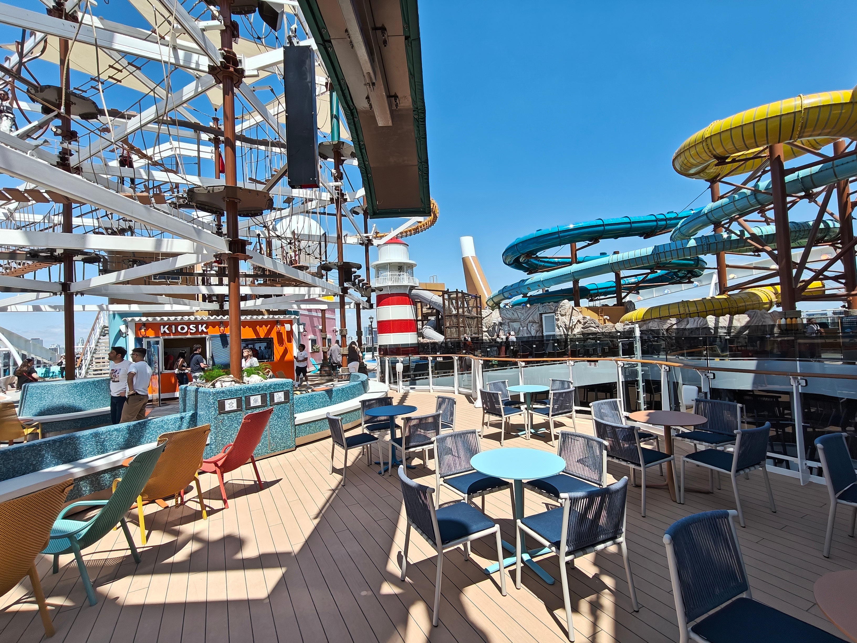 The Harbour on deck 20 aboard MSC World America is a busy area for family fun