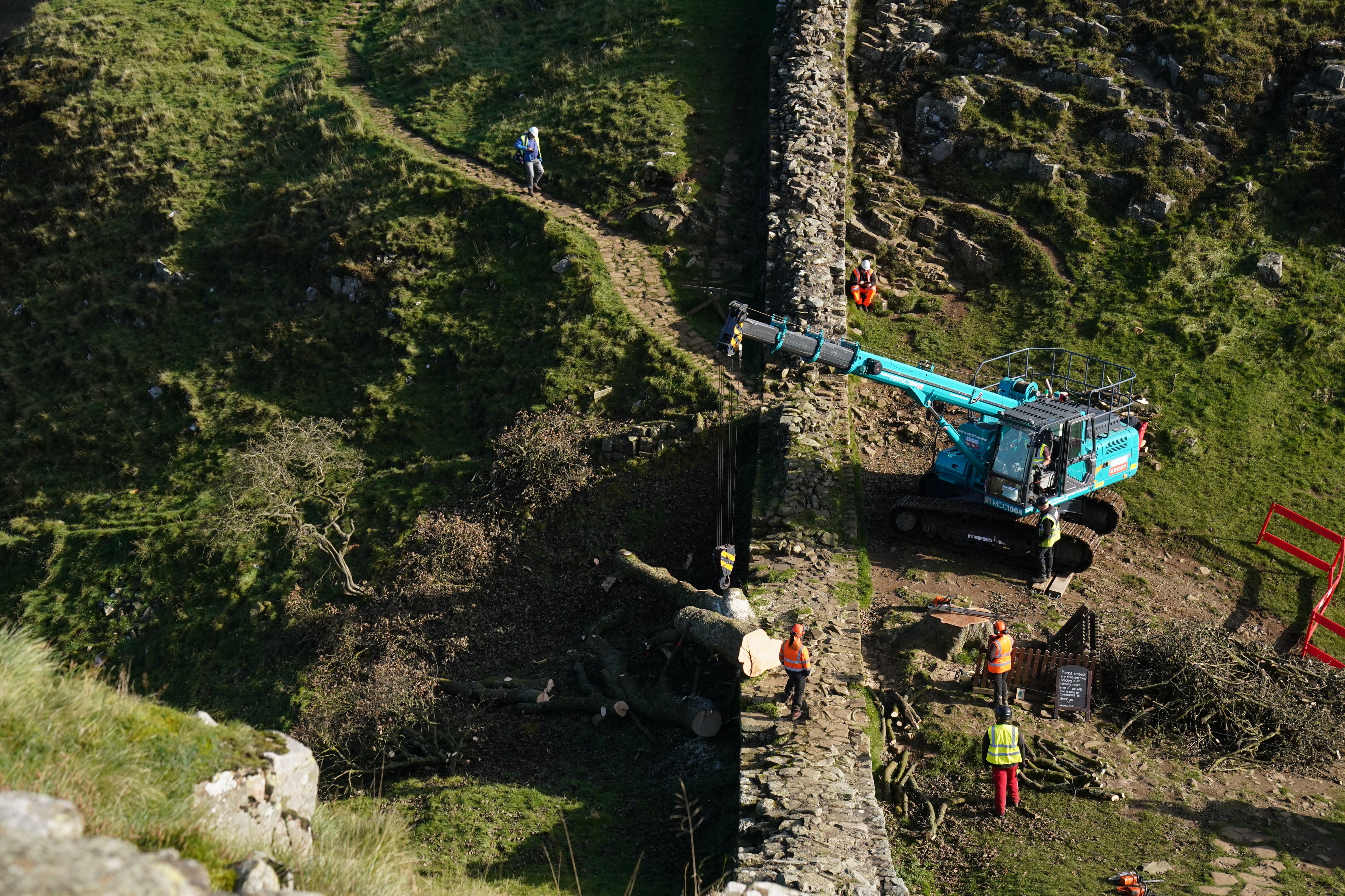 The tree at Sycamore Gap, on Hadrian’s Wall, was felled in September 2023 (Owen Humphreys/PA)