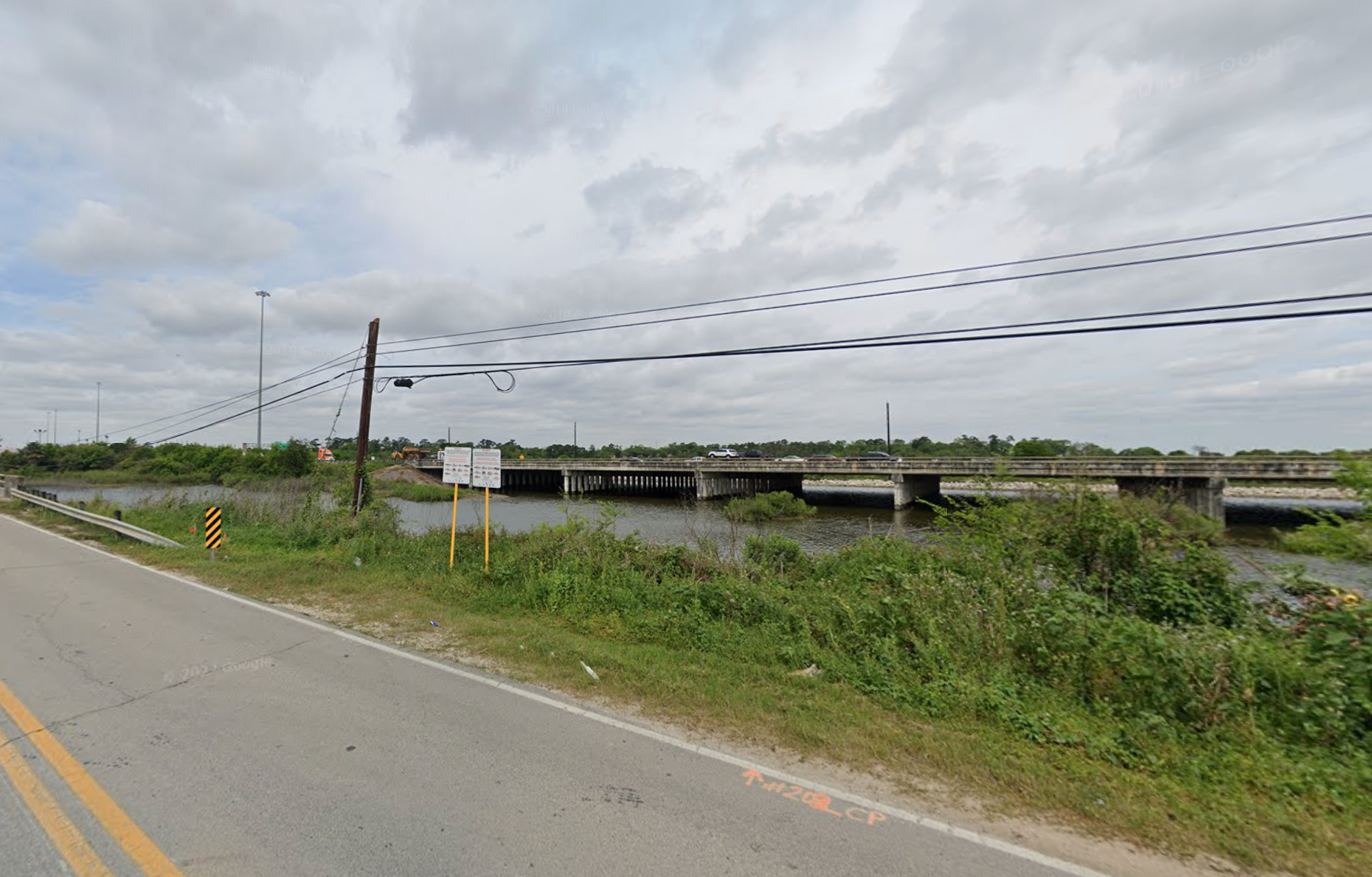 The SUV drove straight into the San Jacinto River along Market Street (pictured) in Channelview, Texas