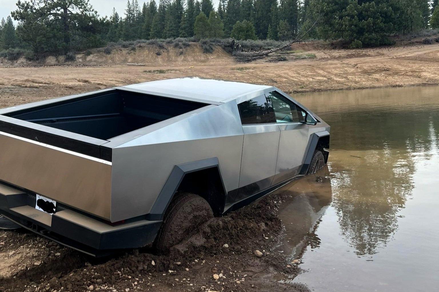 California Highway Patrol rescued a Tesla Cybertruck after its owner drove it into a river in Truckee, California