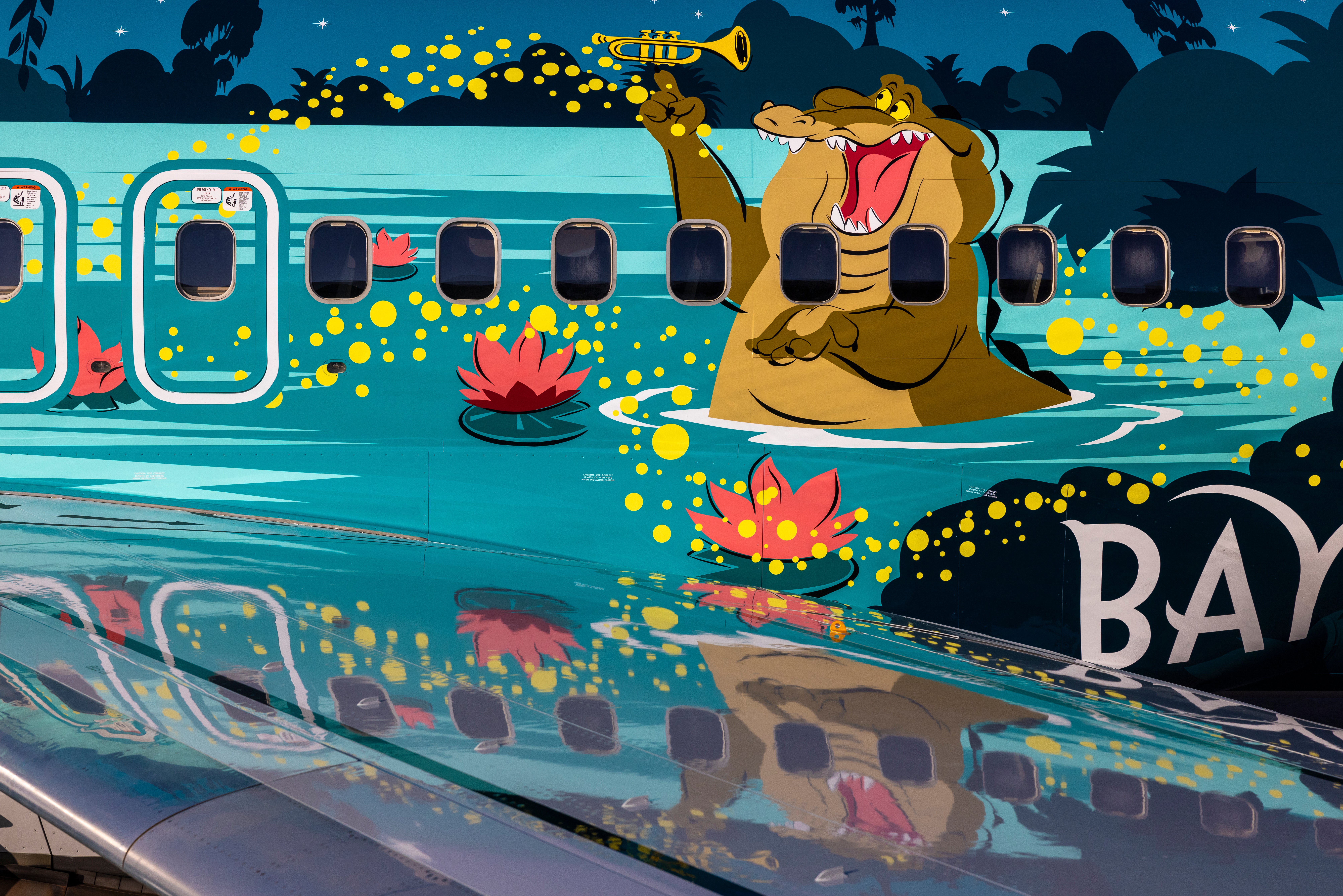 The newly painted plane - nicknamed Tiana’s Bayou Adventure Flyer - arrives in time for Disneyland Resort’s 70th celebration, which begins on 16 May