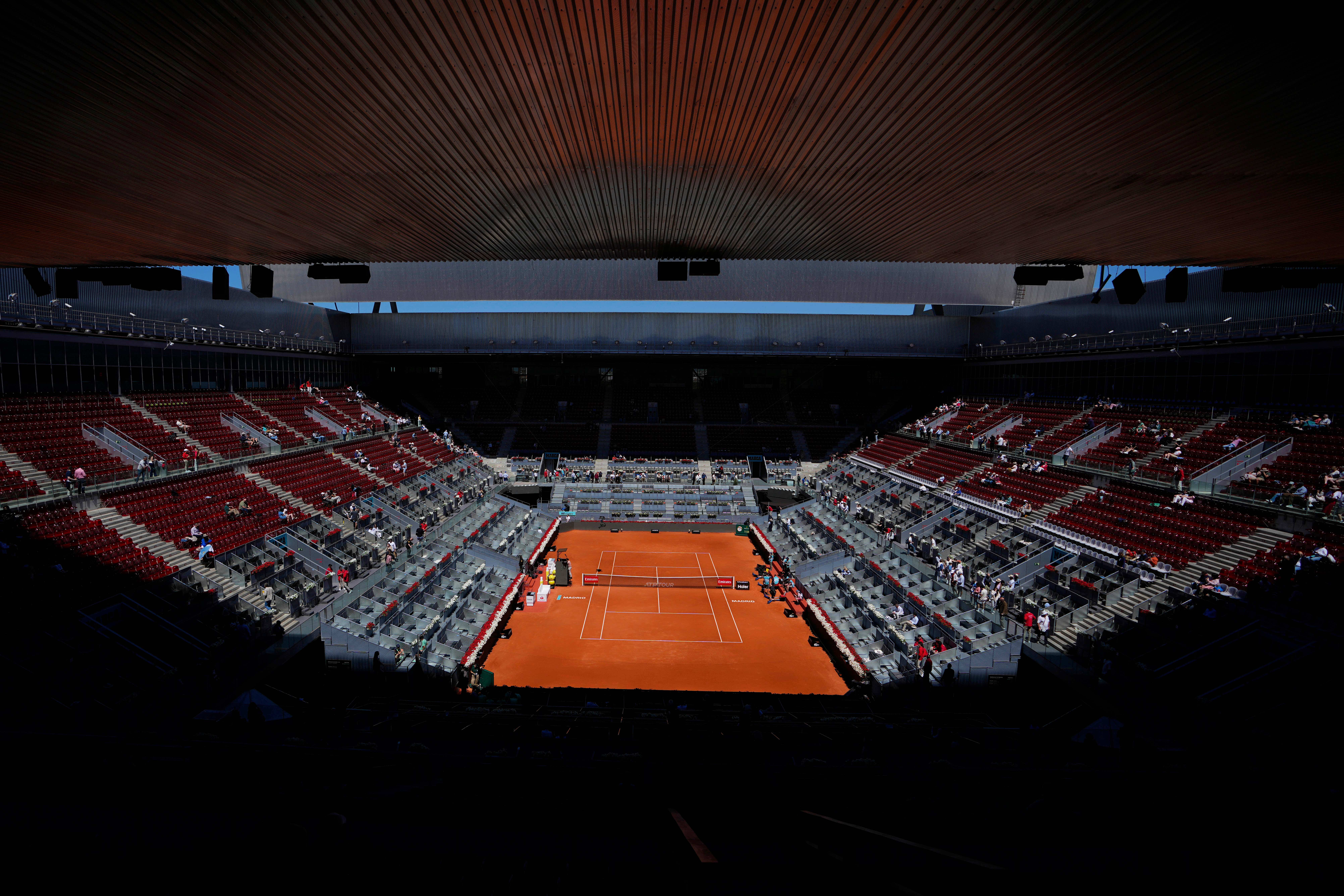 Play was cancelled in the Madrid Open on Monday due to a power outage (Manu Fernandez/AP)
