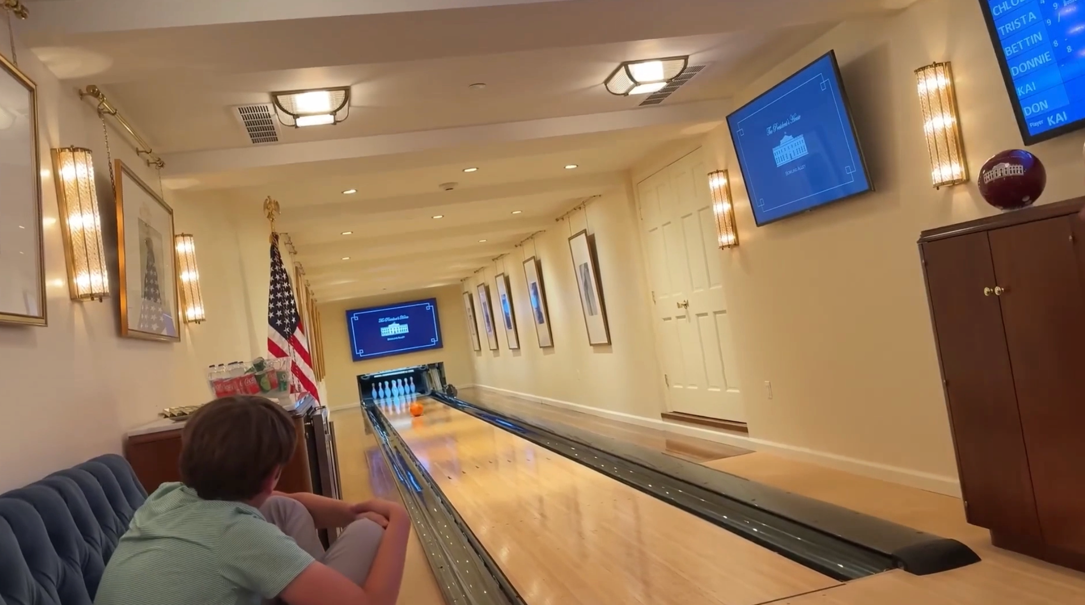 Trump’s granddaughter Kai shows off White House bowling alley in behind-the-scenes tour