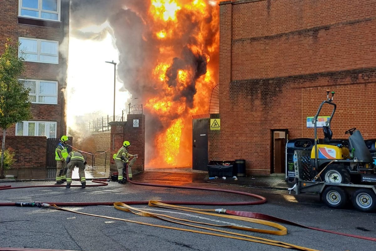 The fire at an electrical substation in Maida Vale, west London (@LondonFire/PA)